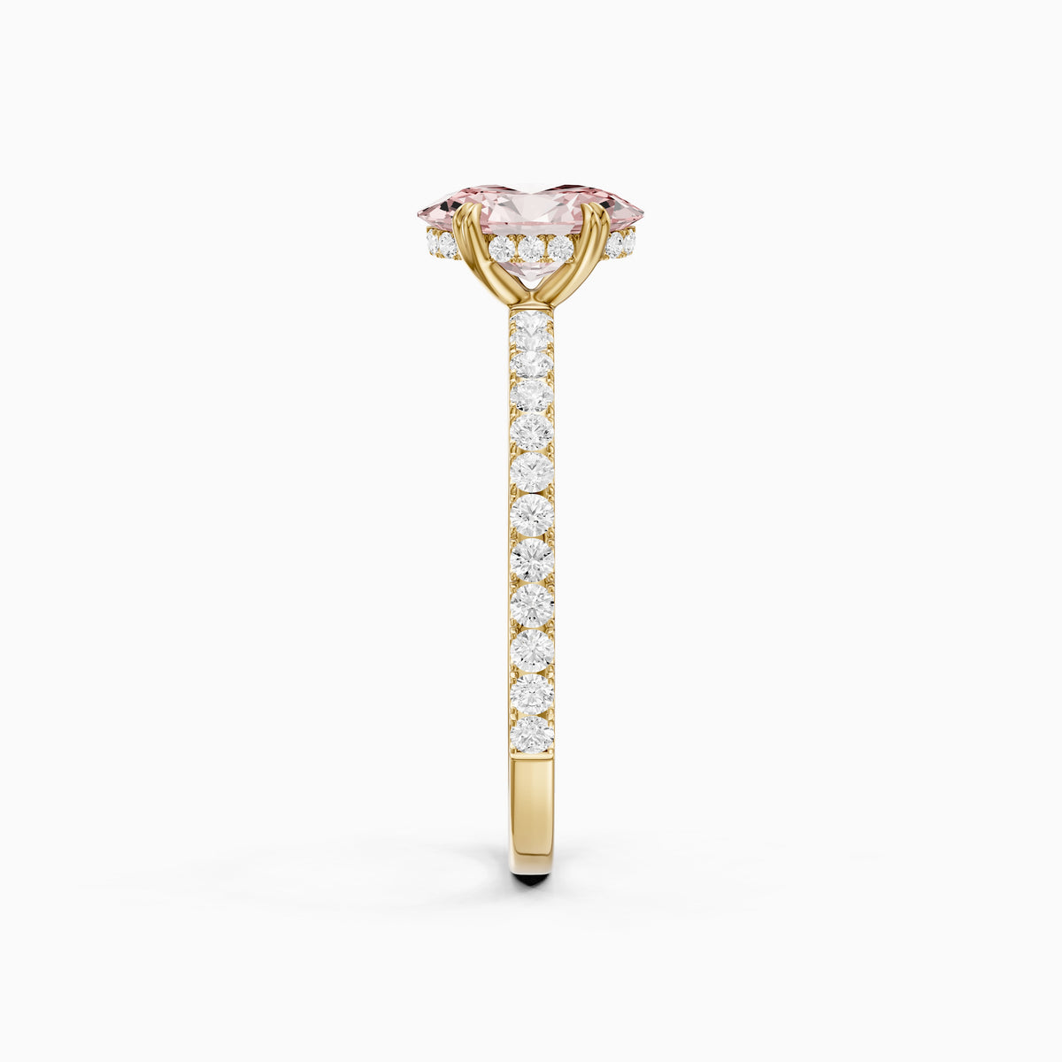 Pippa Oval Hidden Halo Pavé Band Pink Lab Grown Diamond Ring