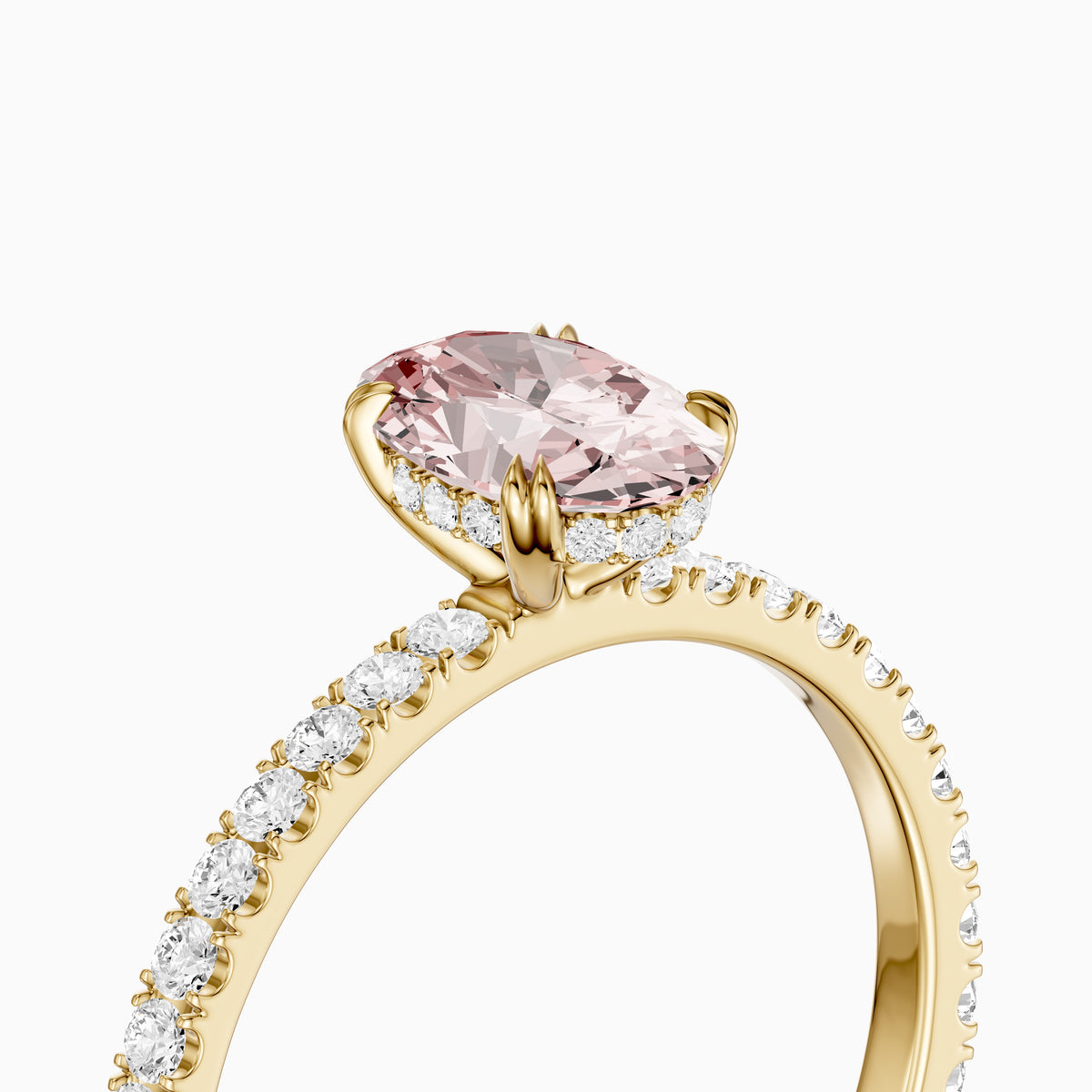 Pippa Oval Hidden Halo Pavé Band Pink Lab Grown Diamond Ring