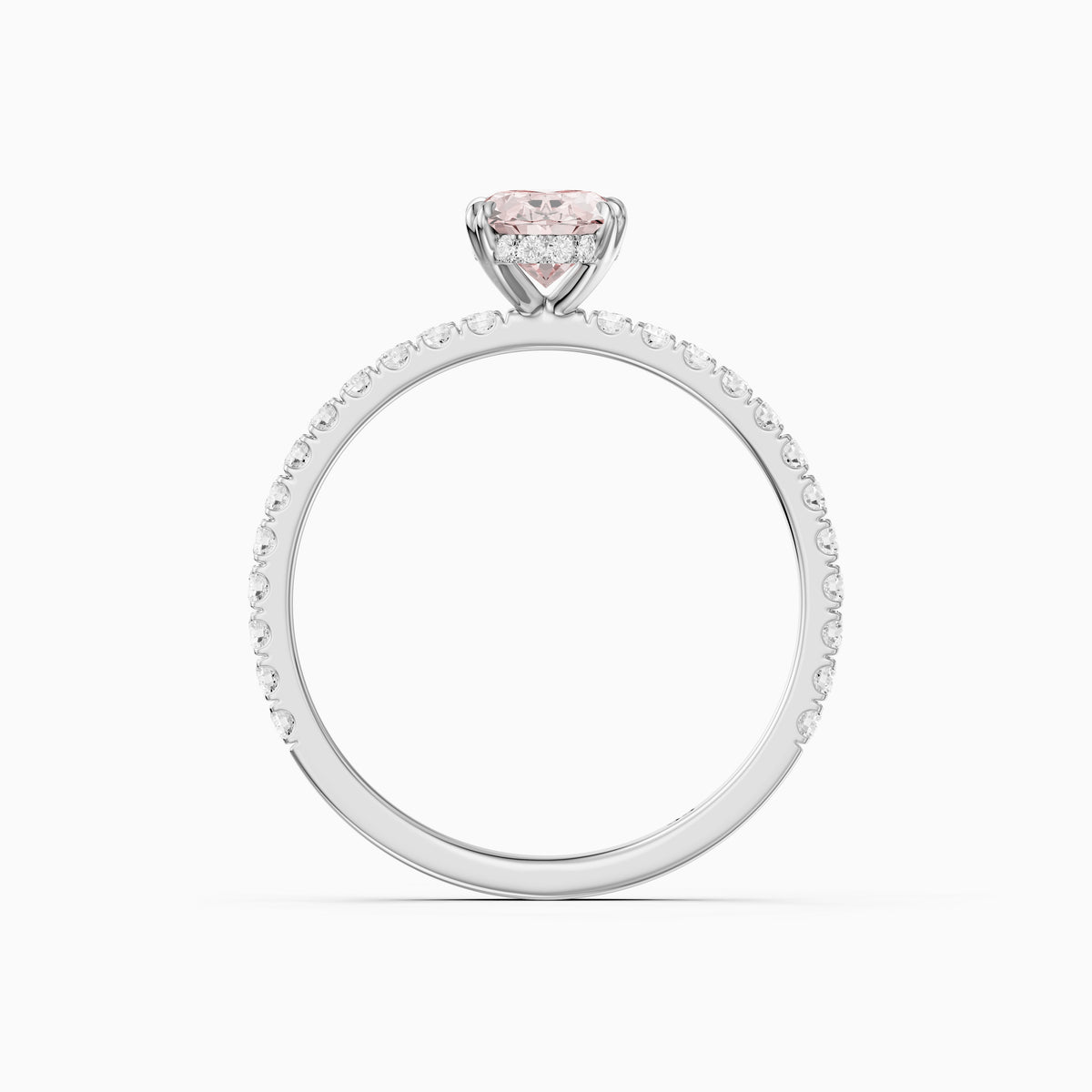 Pippa Oval Hidden Halo Pavé Band Pink Lab Grown Diamond Ring