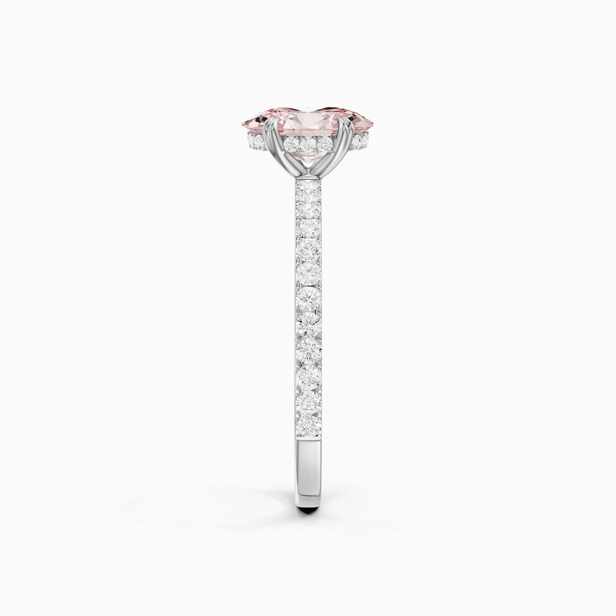 Pippa Oval Hidden Halo Pavé Band Pink Lab Grown Diamond Ring