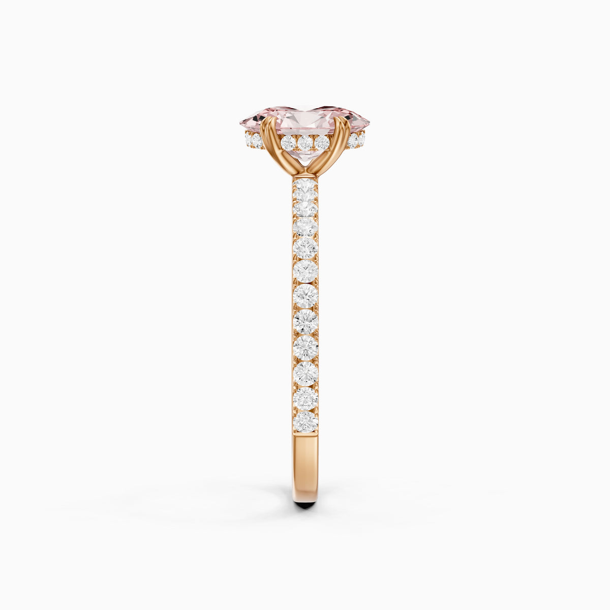 Pippa Oval Hidden Halo Pavé Band Pink Lab Grown Diamond Ring