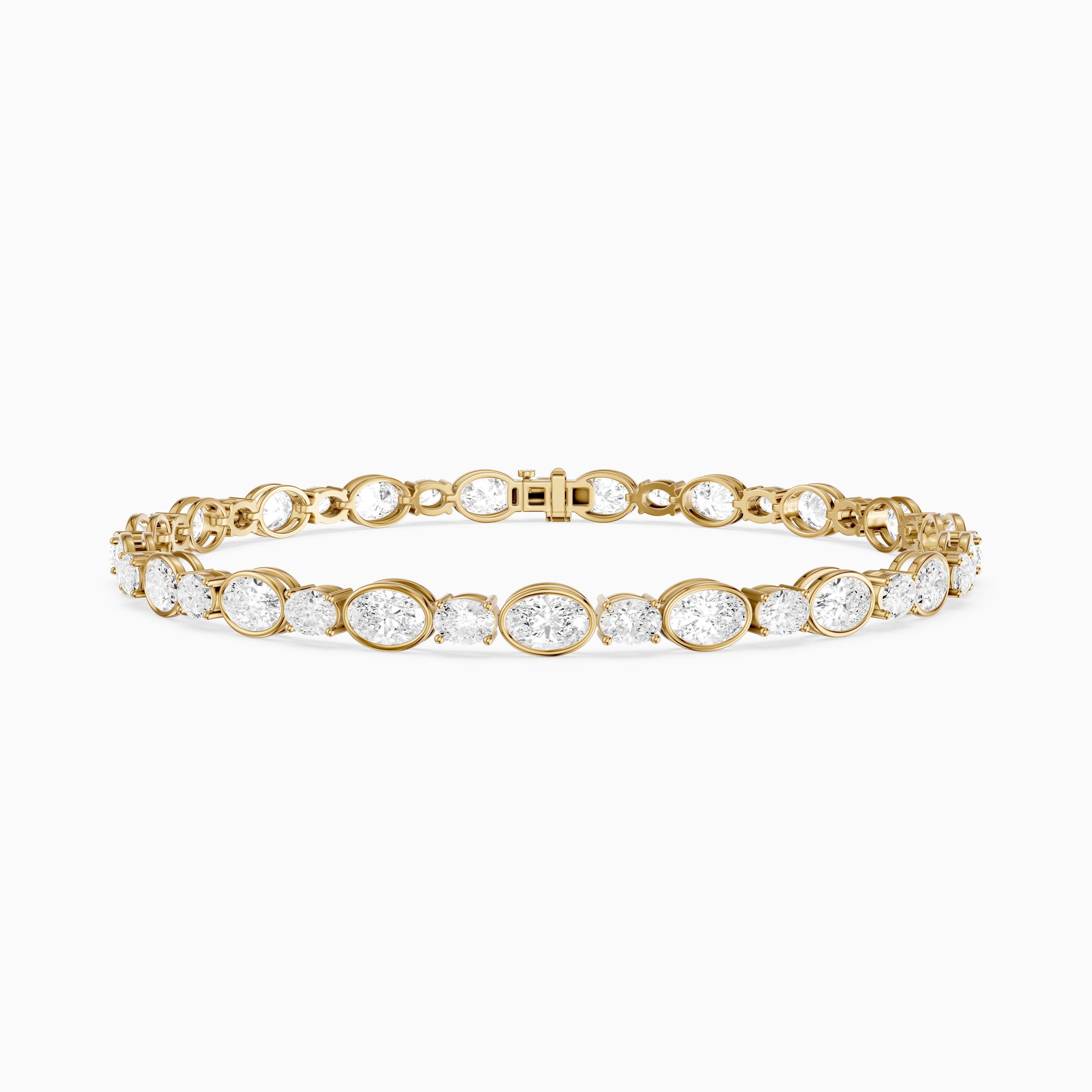 Aliyah Bezel Oval Alternating Lab Grown Diamond Tennis Bracelet