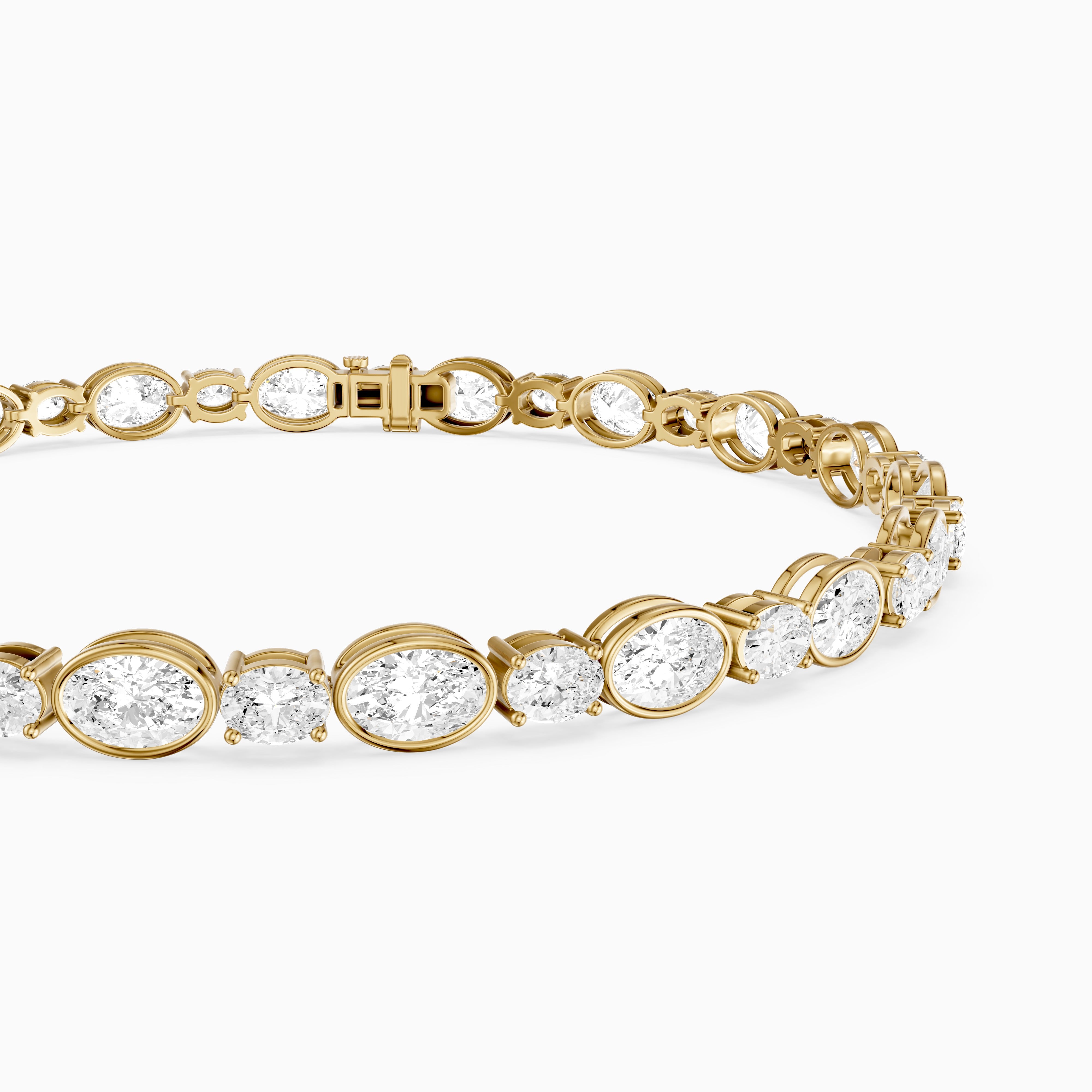 Aliyah Bezel Oval Alternating Lab Grown Diamond Tennis Bracelet
