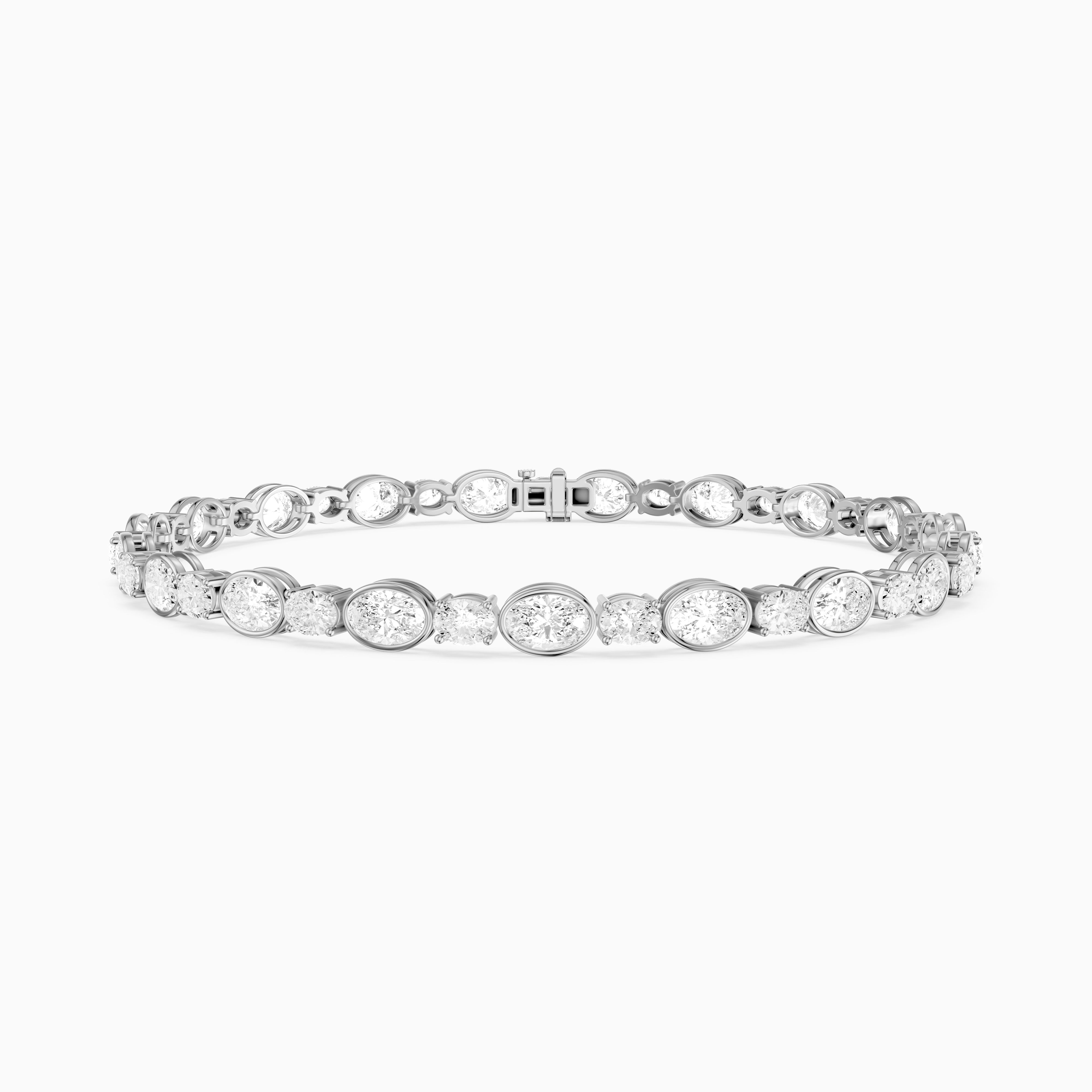 Aliyah Bezel Oval Alternating Lab Grown Diamond Tennis Bracelet