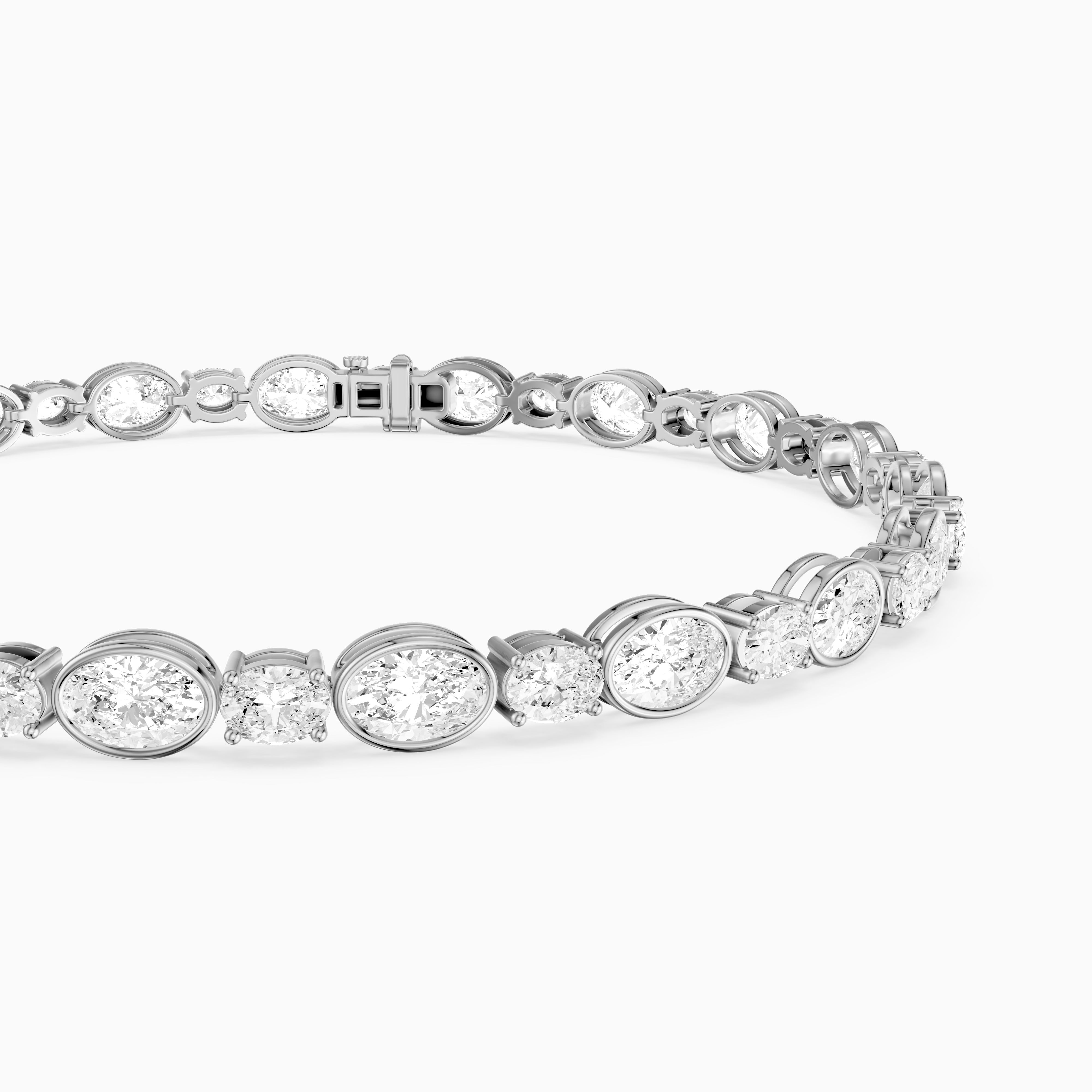 Aliyah Bezel Oval Alternating Lab Grown Diamond Tennis Bracelet