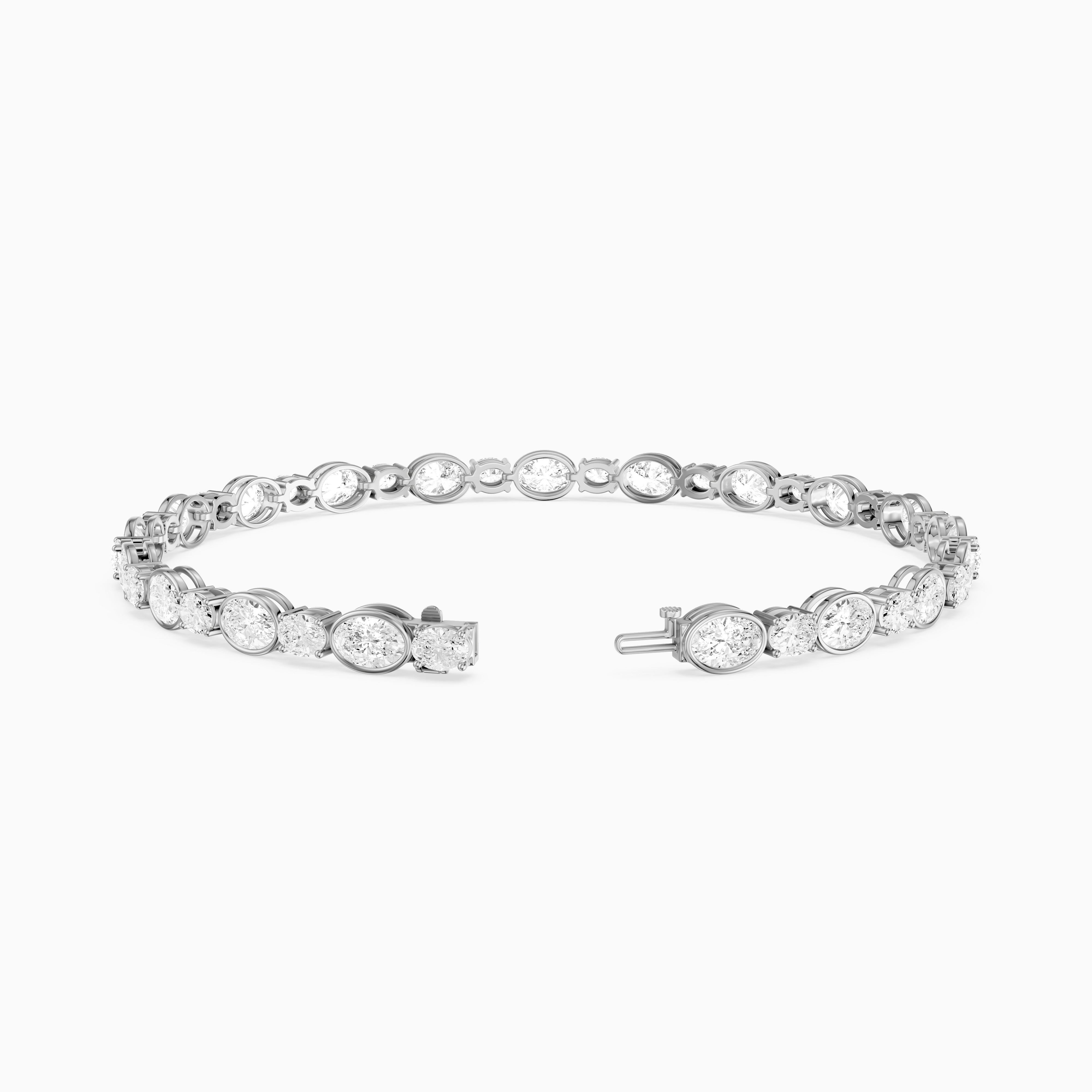 Aliyah Bezel Oval Alternating Lab Grown Diamond Tennis Bracelet
