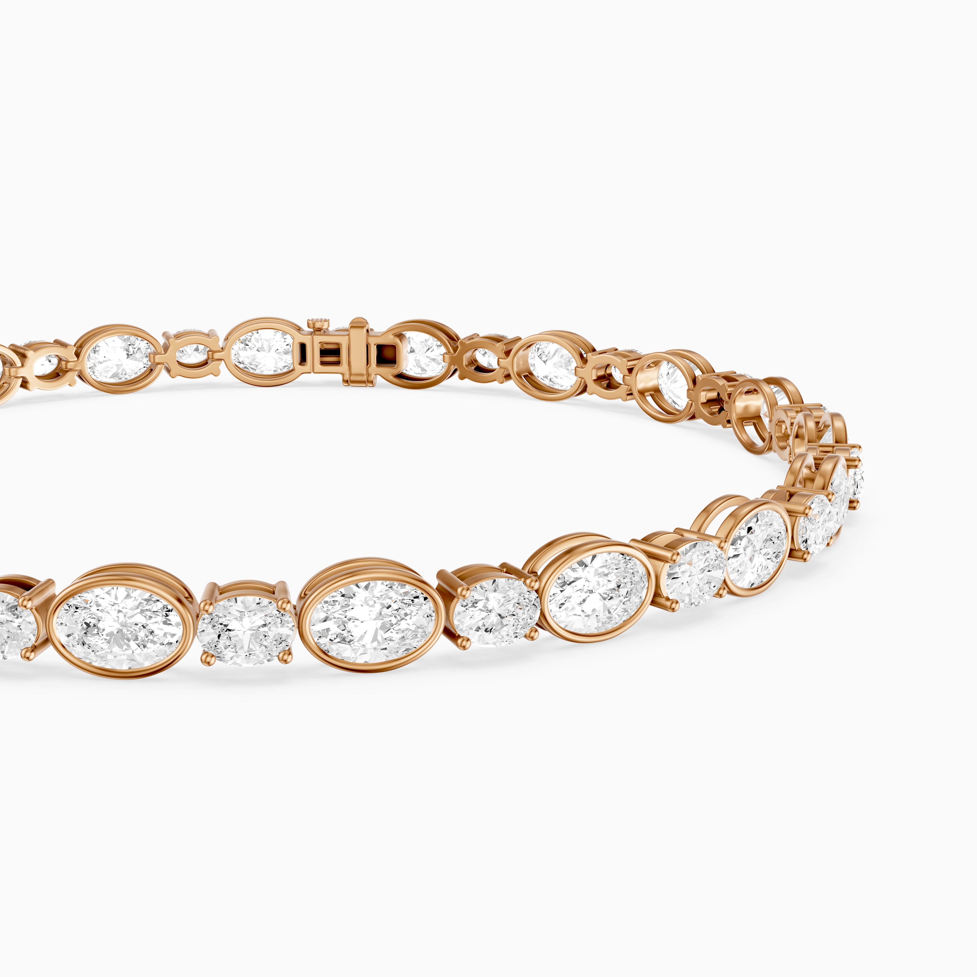 Aliyah Bezel Oval Alternating Lab Grown Diamond Tennis Bracelet