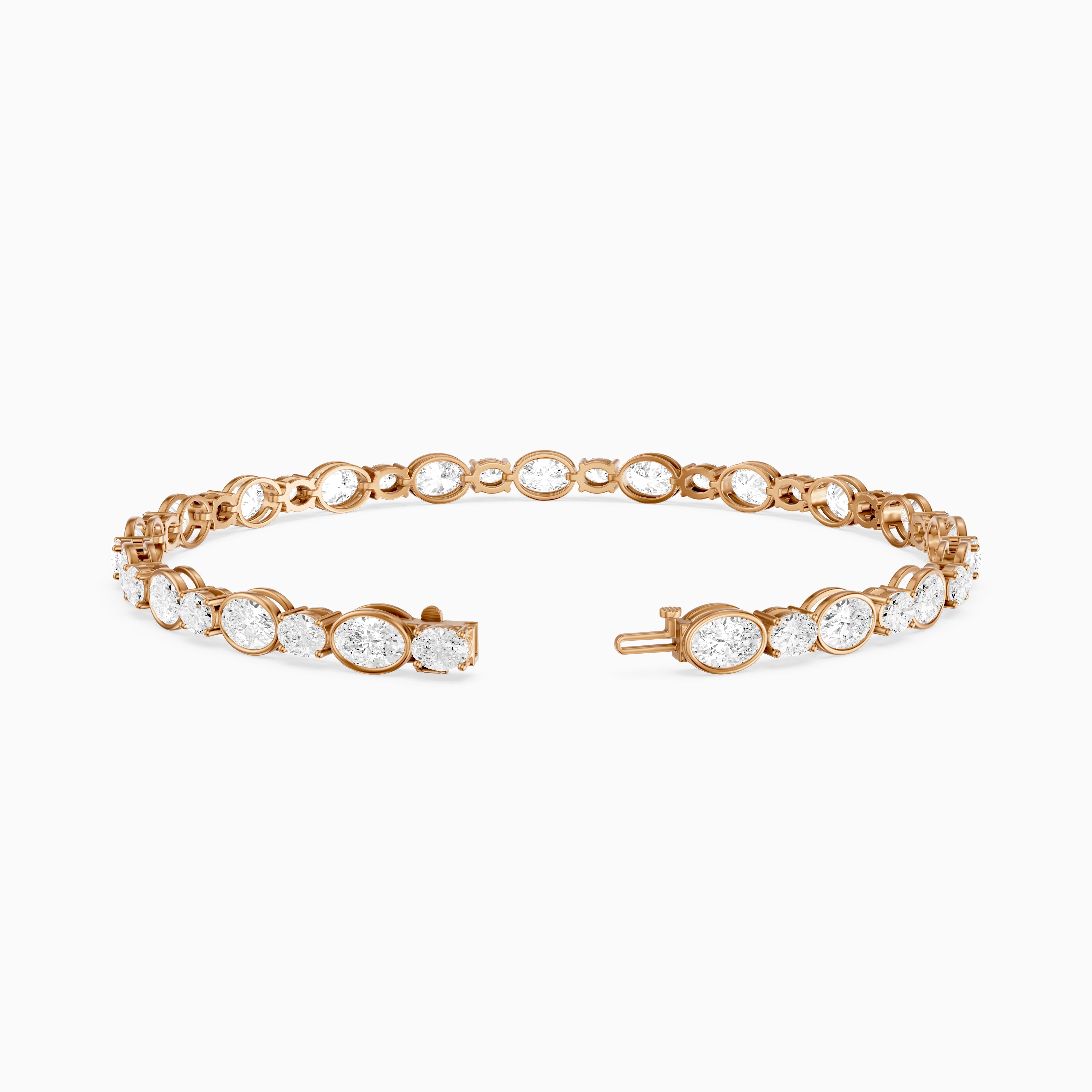Aliyah Bezel Oval Alternating Lab Grown Diamond Tennis Bracelet