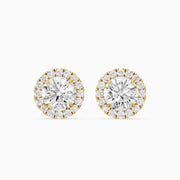 Sancia Round Lab Grown Diamond Milgrain Inspired Halo Earrings