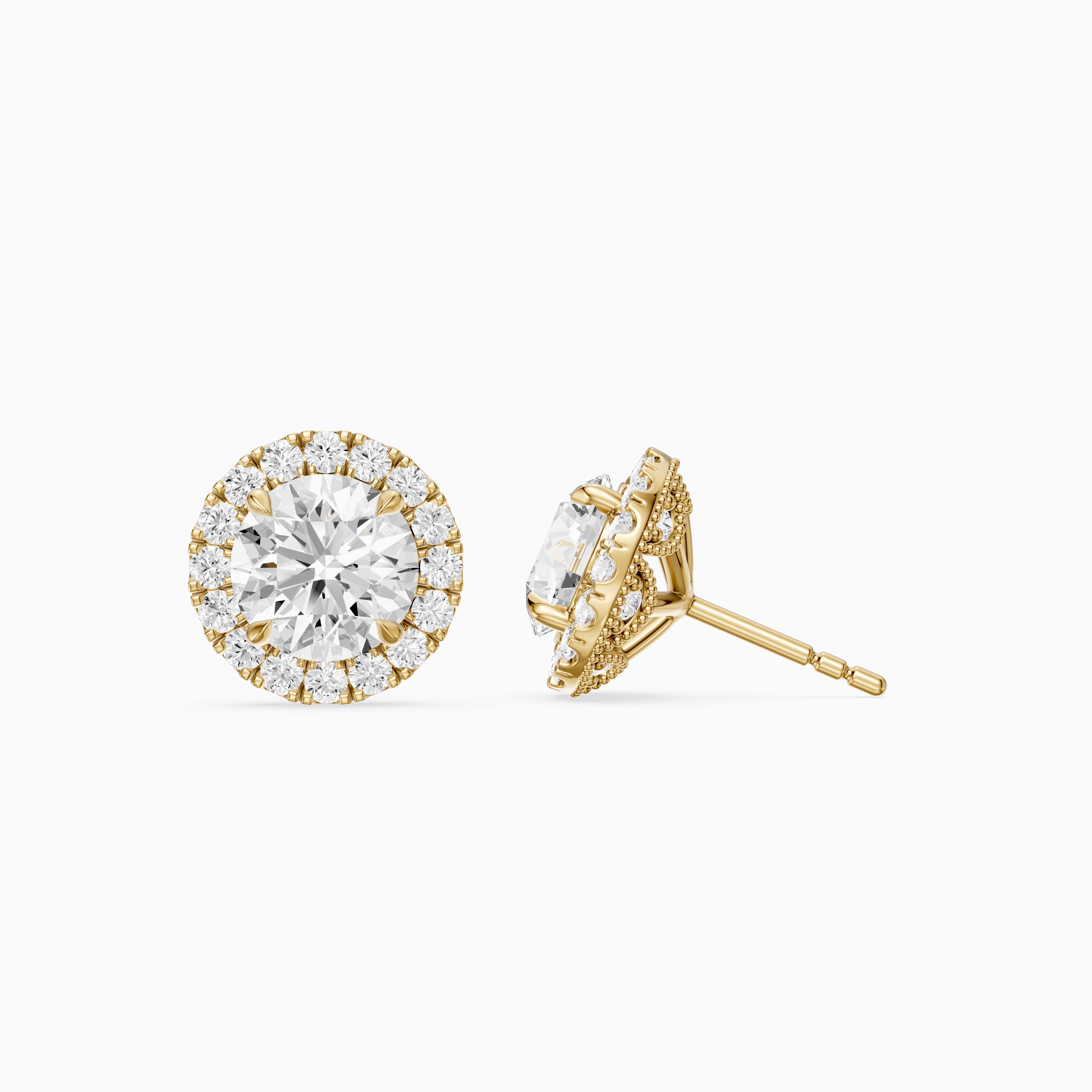 Sancia Round Lab Grown Diamond Milgrain Inspired Halo Earrings