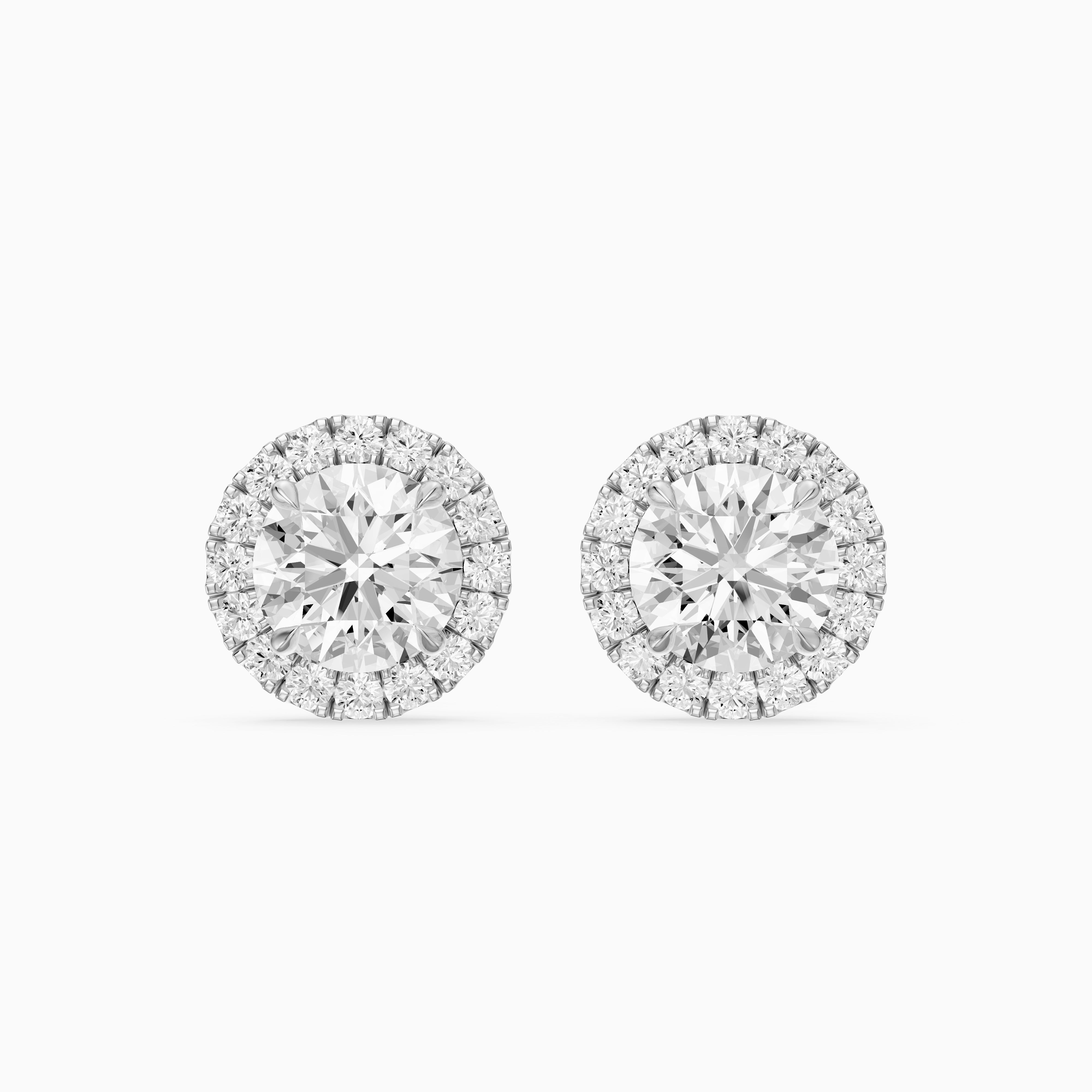 Sancia Round Lab Grown Diamond Milgrain Inspired Halo Earrings