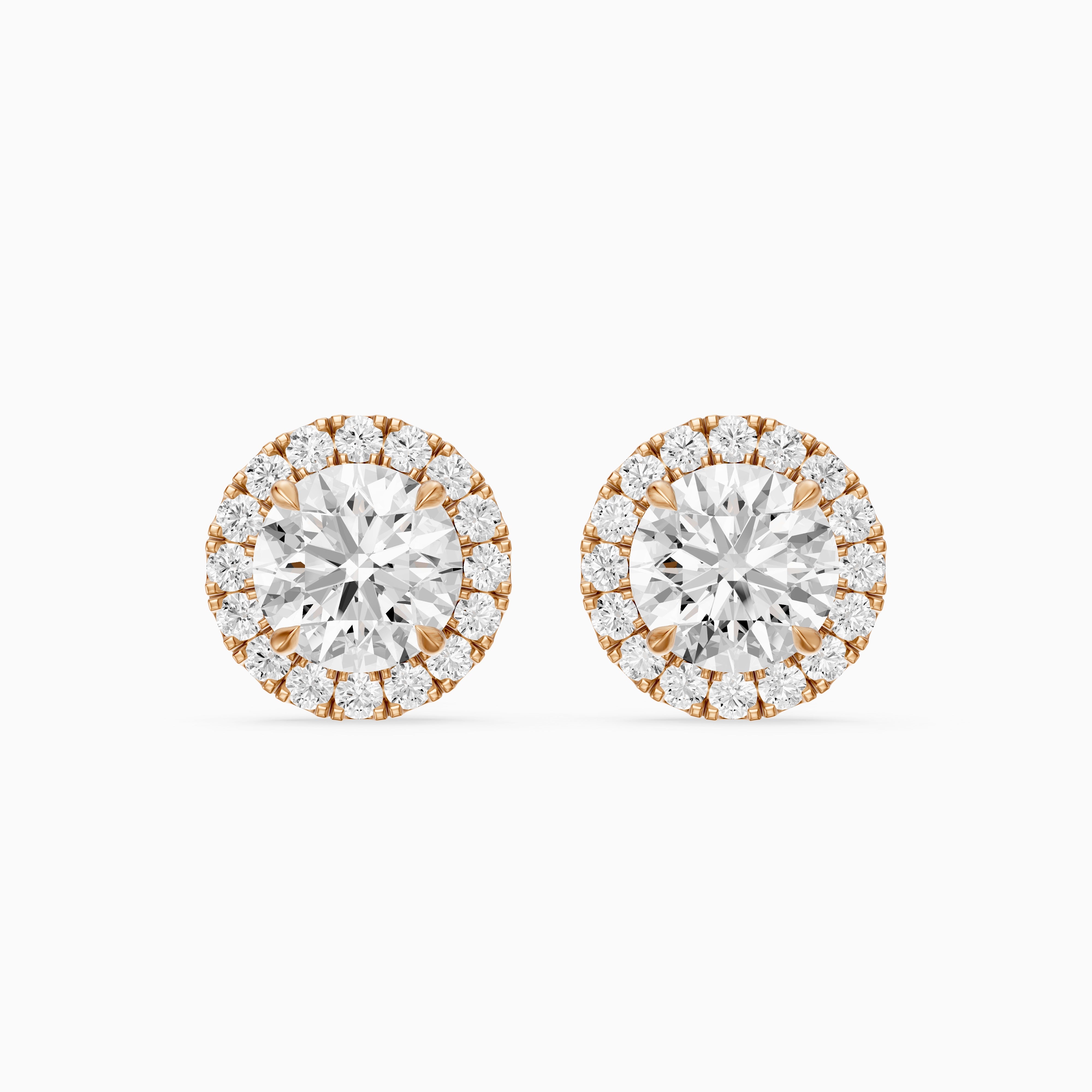 Sancia Round Lab Grown Diamond Milgrain Inspired Halo Earrings