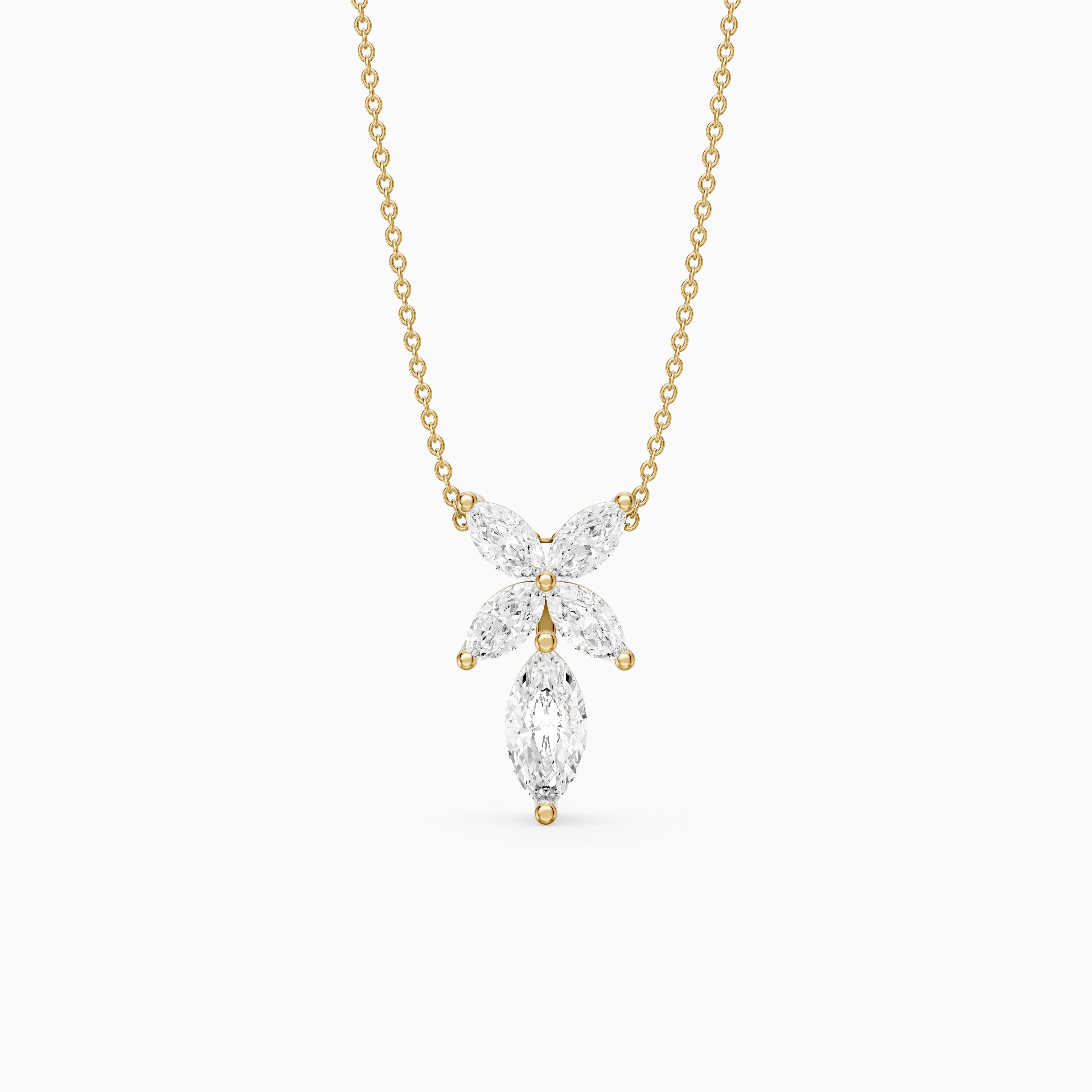 Elodie Marquise Cut Lab Grown Diamond Floral Pendant