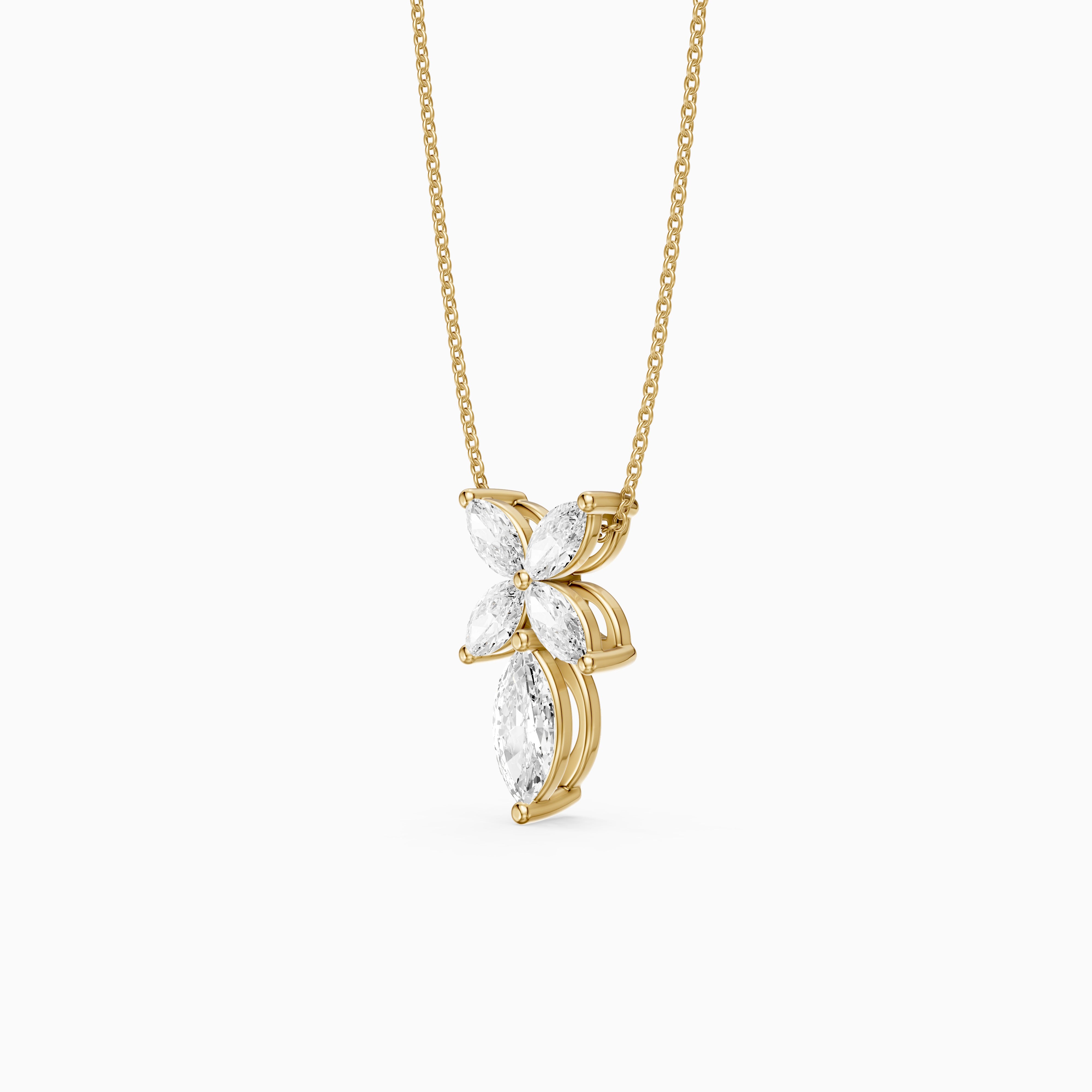 Elodie Marquise Cut Lab Grown Diamond Floral Pendant