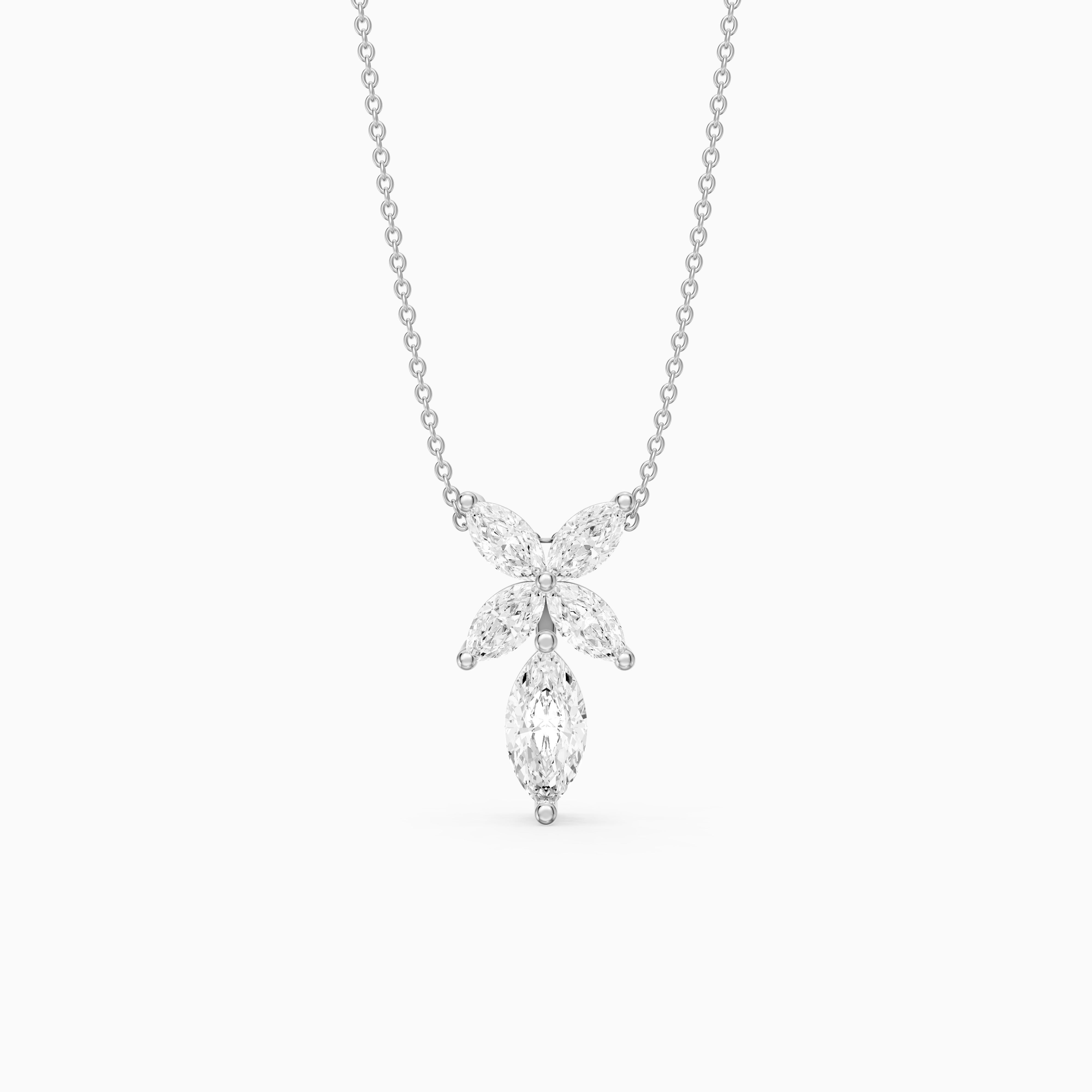 Elodie Marquise Cut Lab Grown Diamond Floral Pendant