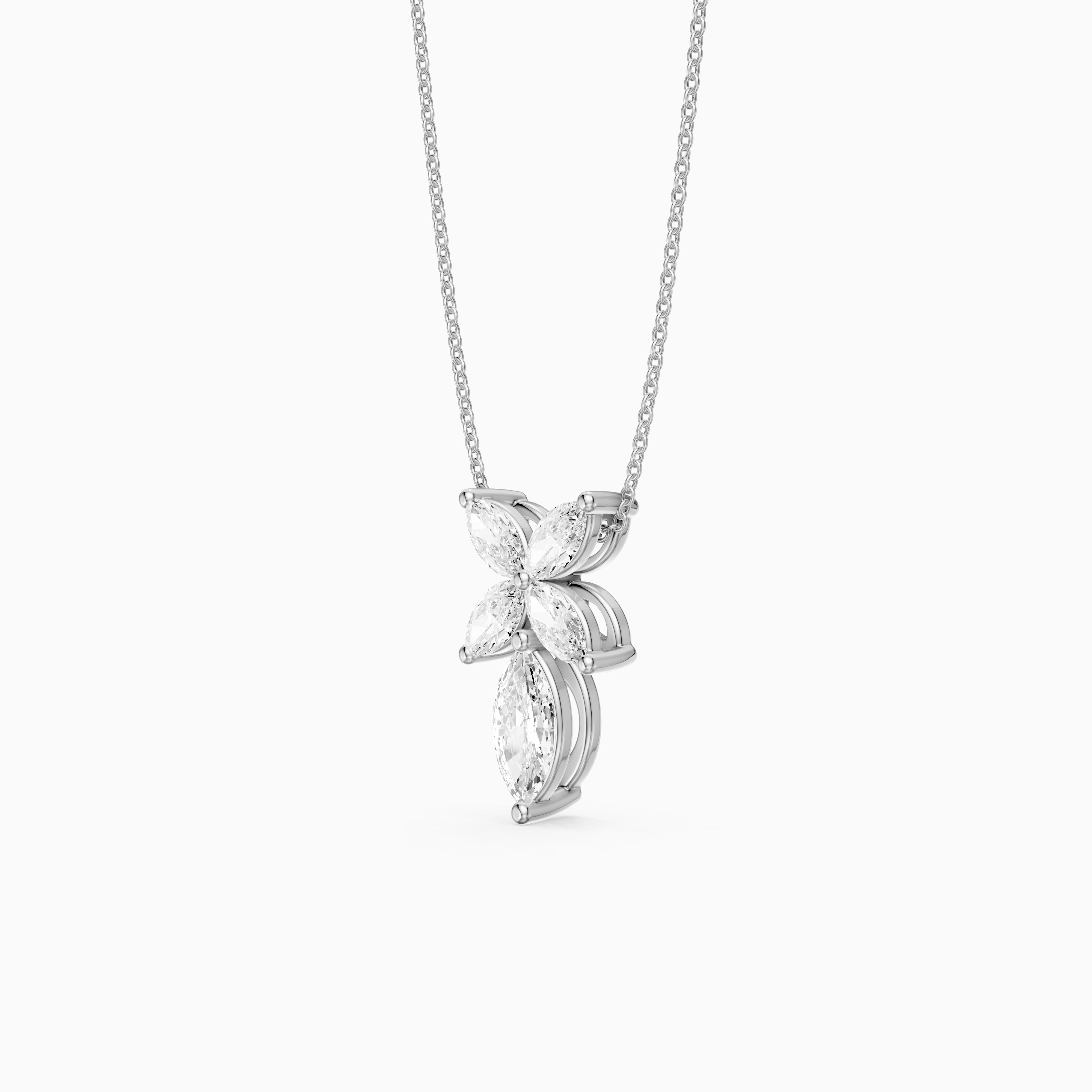 Elodie Marquise Cut Lab Grown Diamond Floral Pendant
