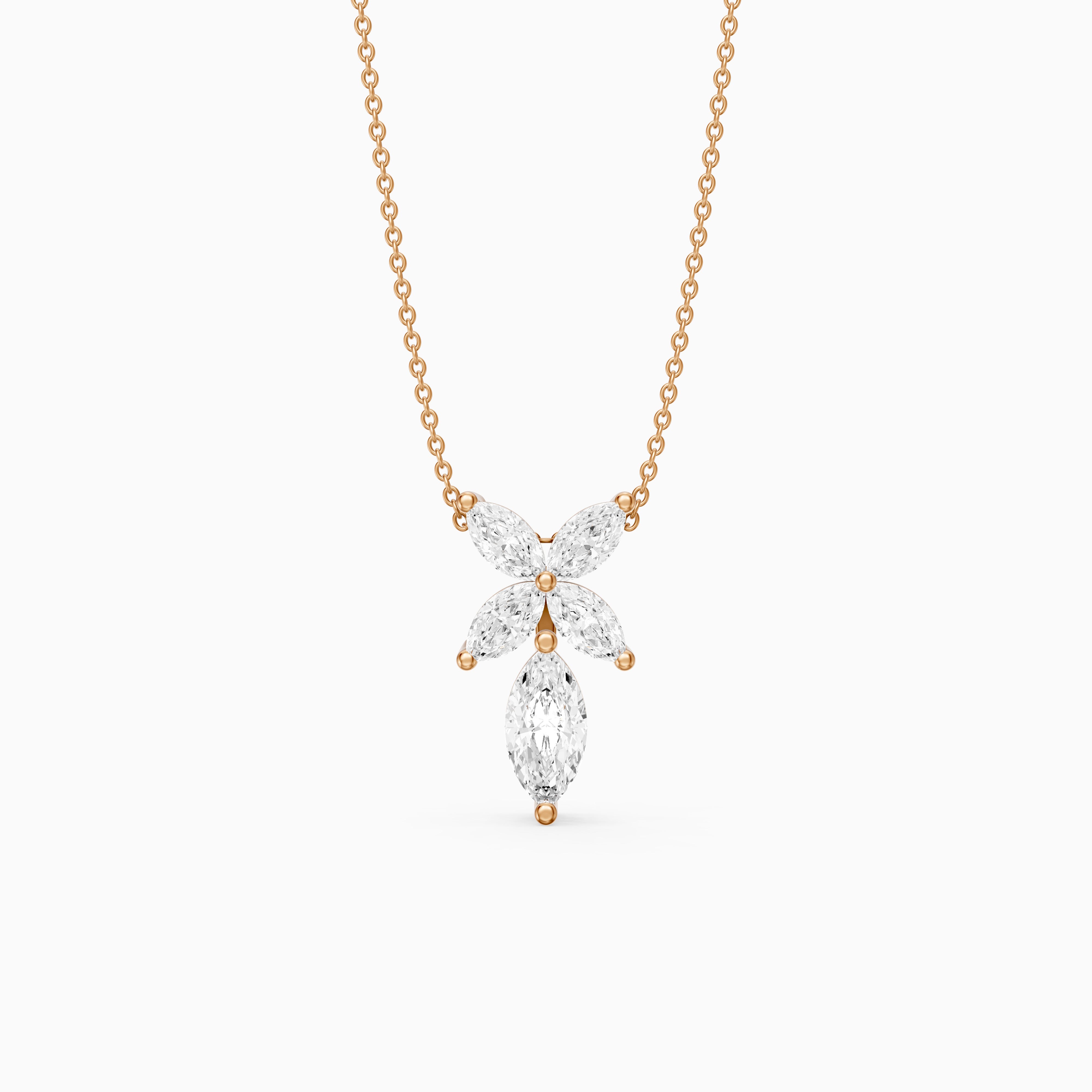 Elodie Marquise Cut Lab Grown Diamond Floral Pendant