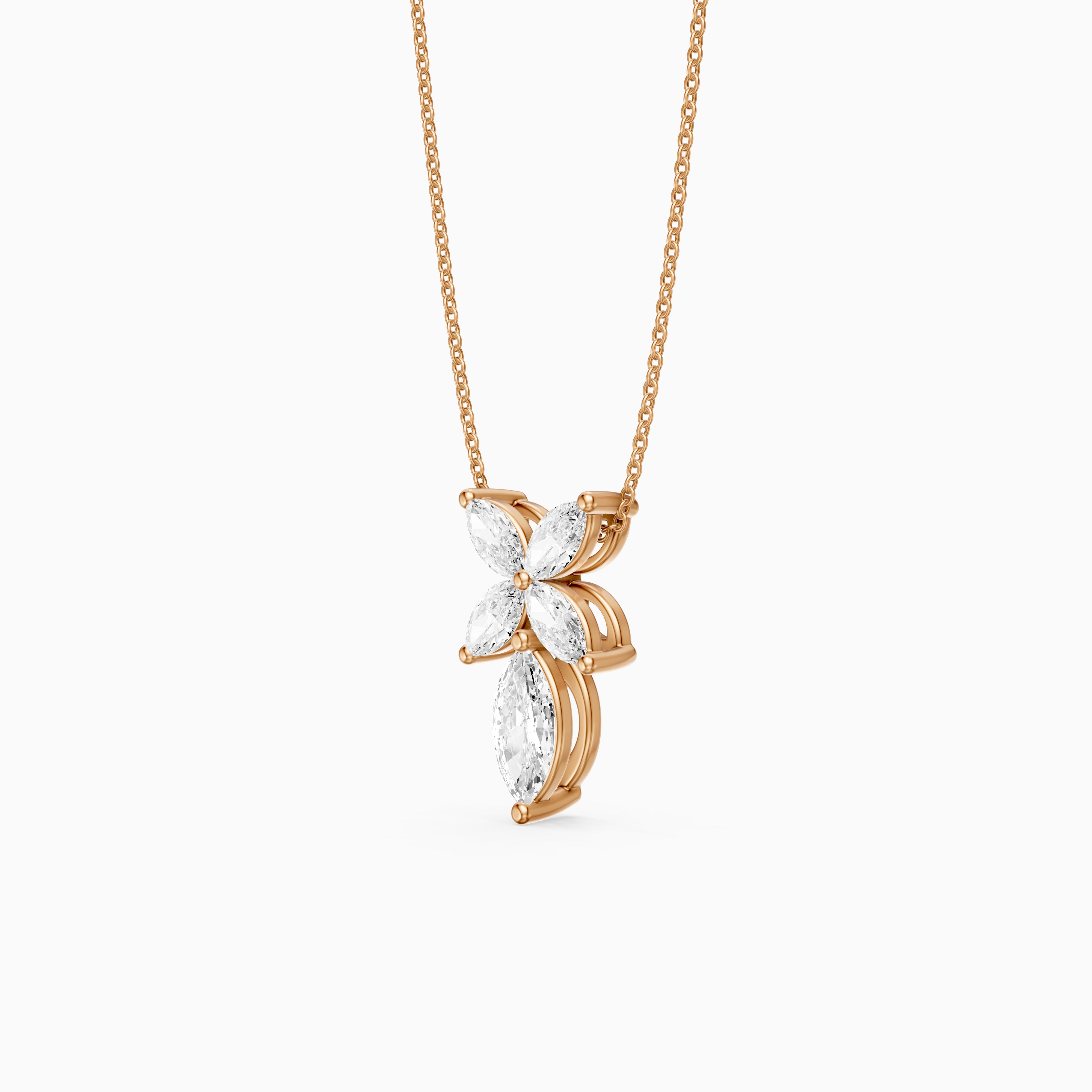 Elodie Marquise Cut Lab Grown Diamond Floral Pendant