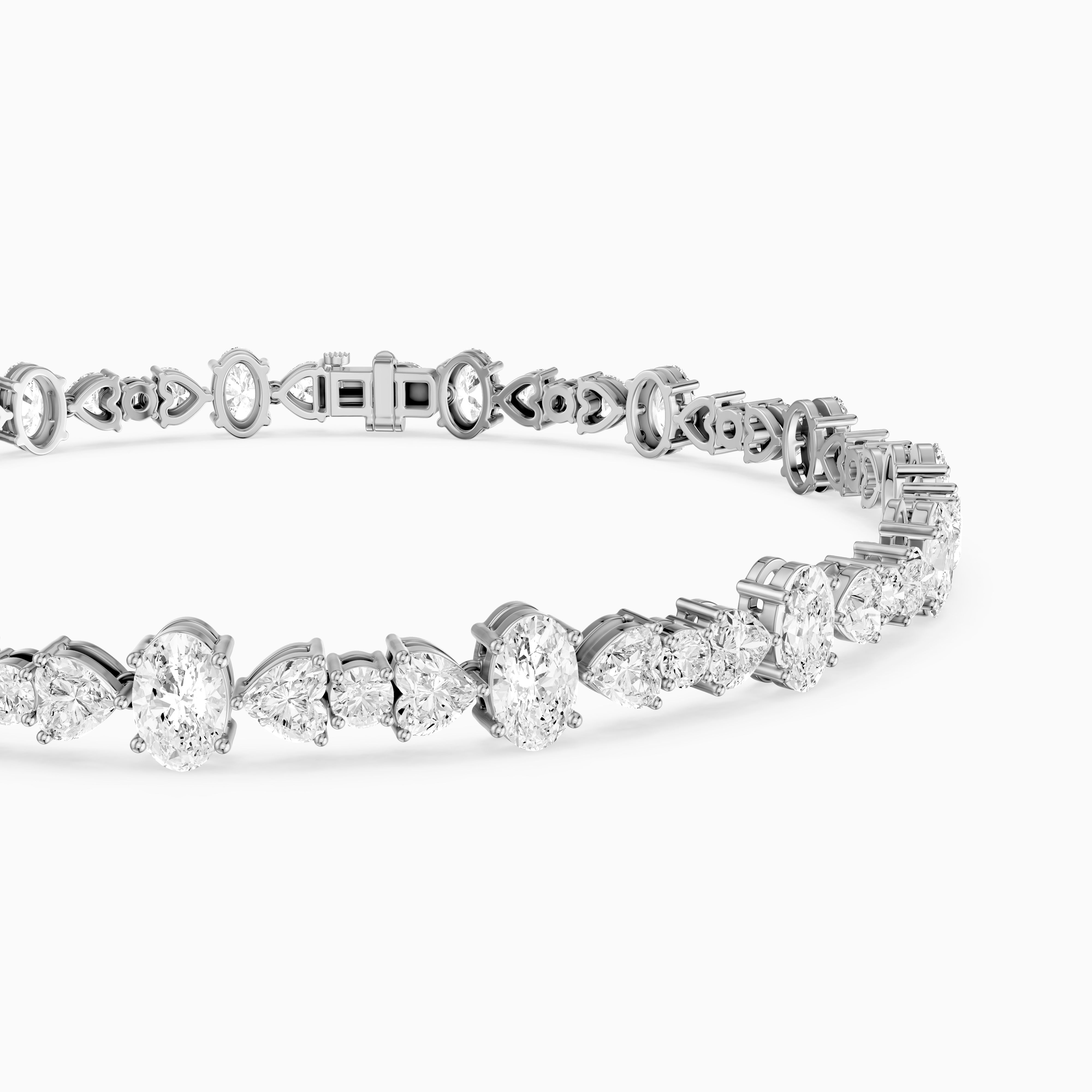 Kyra Heart, Oval and Round Lab Grown Diamond Tennis Bracelet