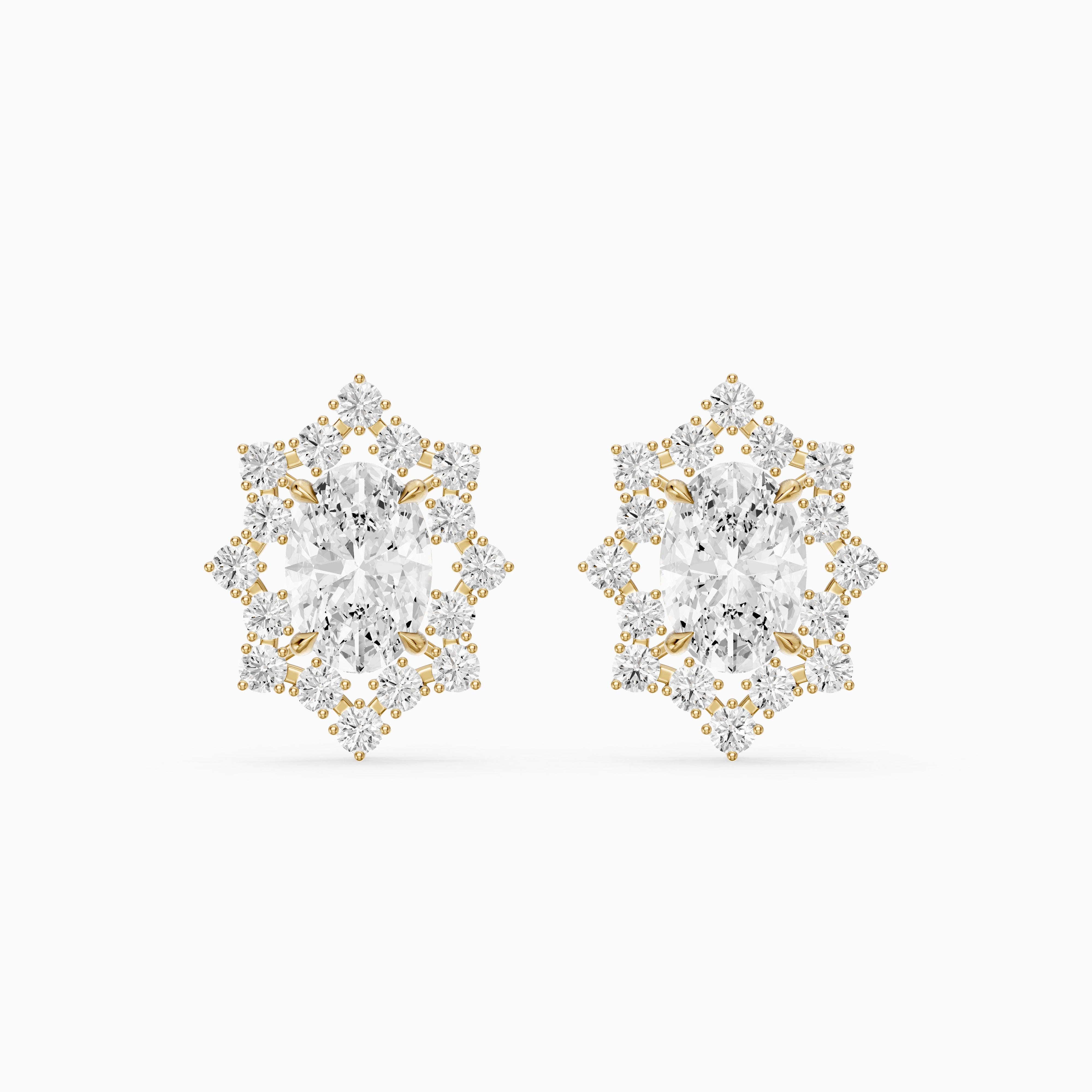 Vianne Oval Cut Lab Grown Diamond Star Halo Stud Earrings