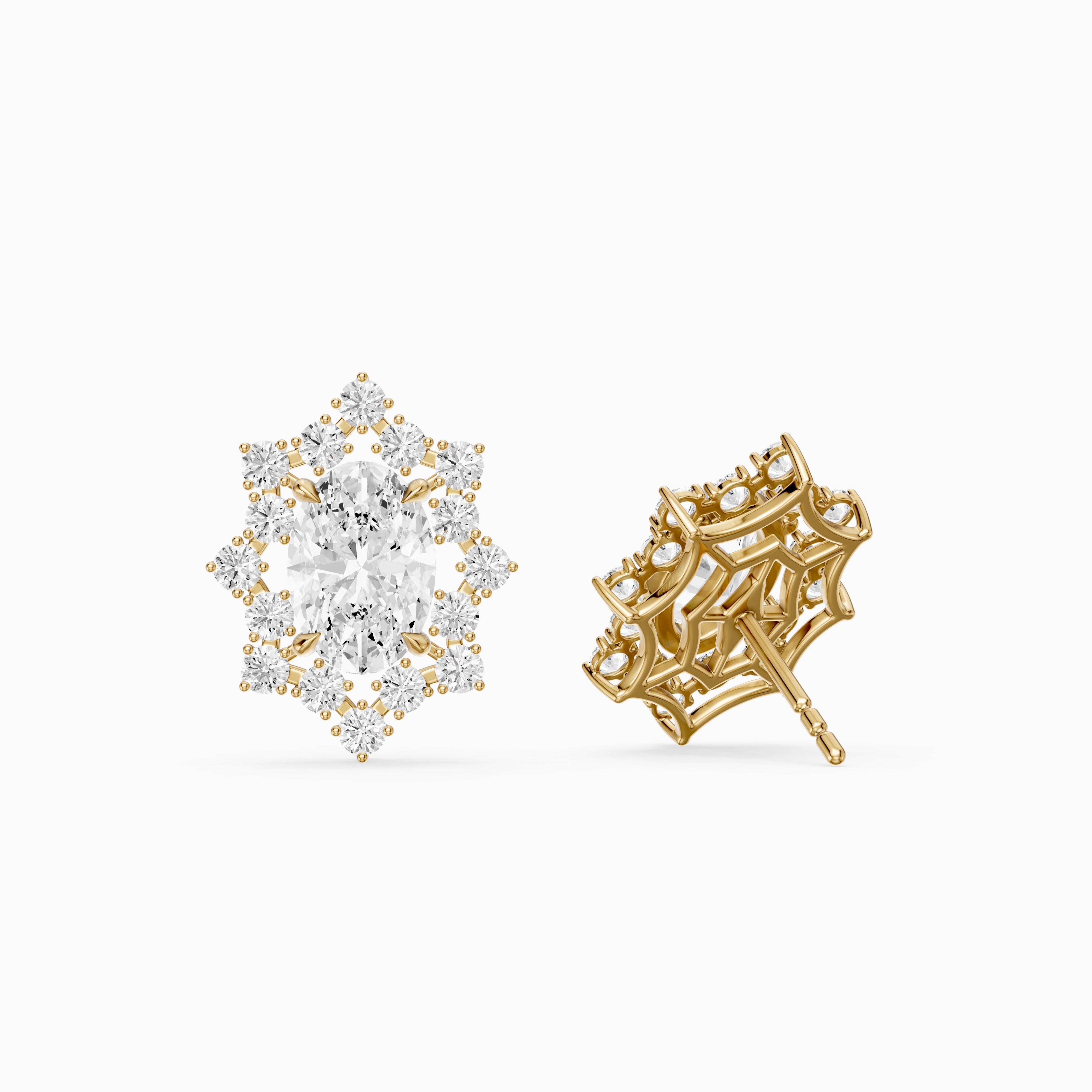Vianne Oval Cut Lab Grown Diamond Star Halo Stud Earrings