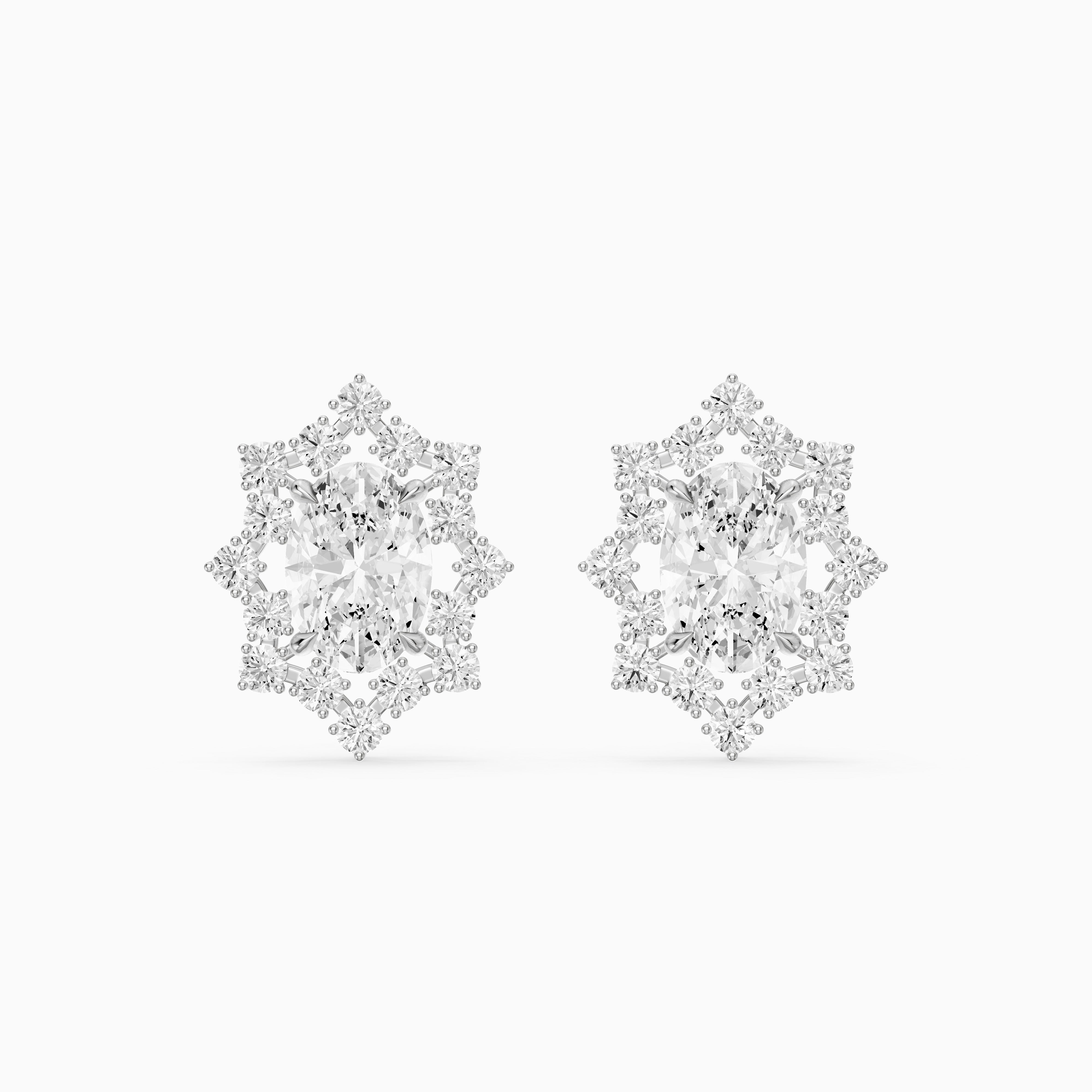 Vianne Oval Cut Lab Grown Diamond Star Halo Stud Earrings