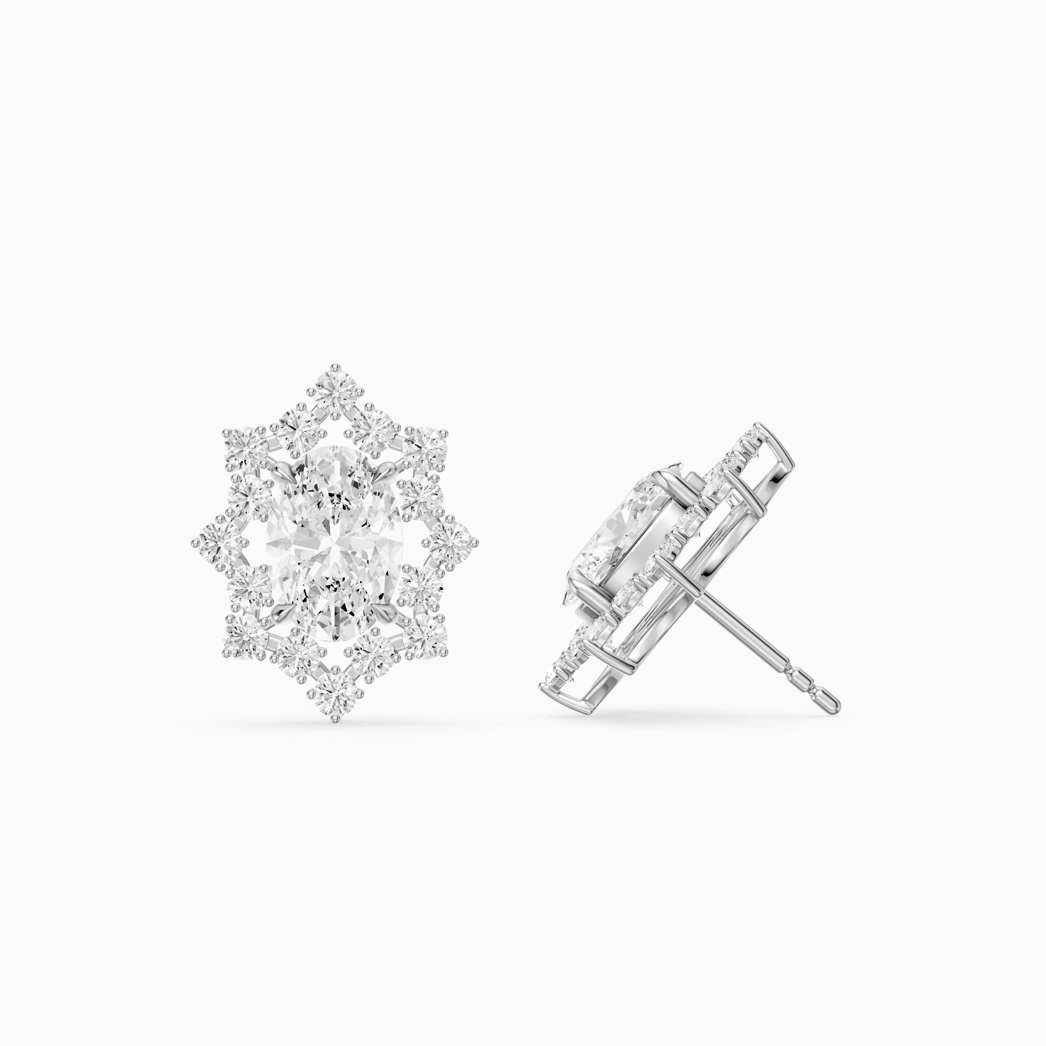 Vianne Oval Cut Lab Grown Diamond Star Halo Stud Earrings