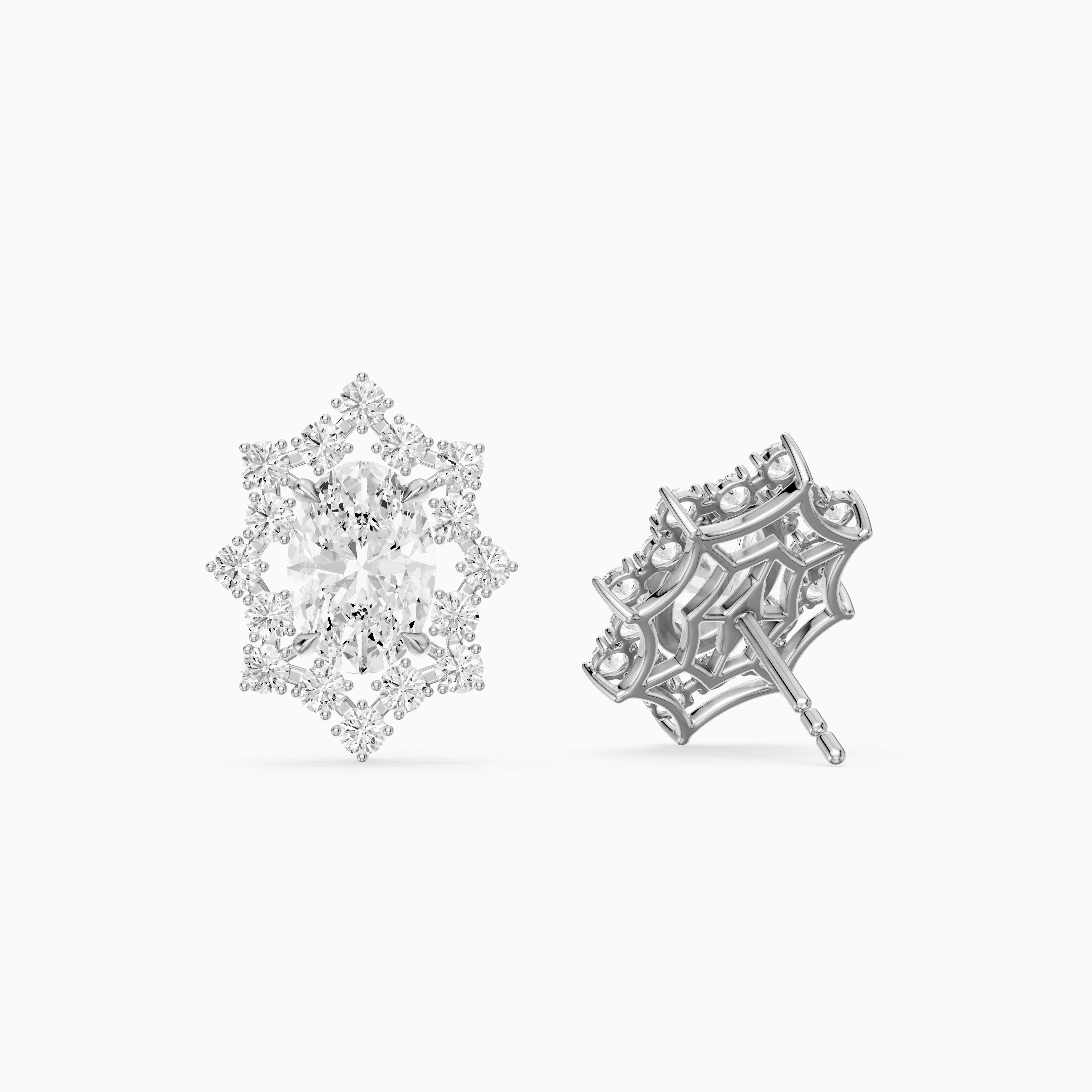 Vianne Oval Cut Lab Grown Diamond Star Halo Stud Earrings