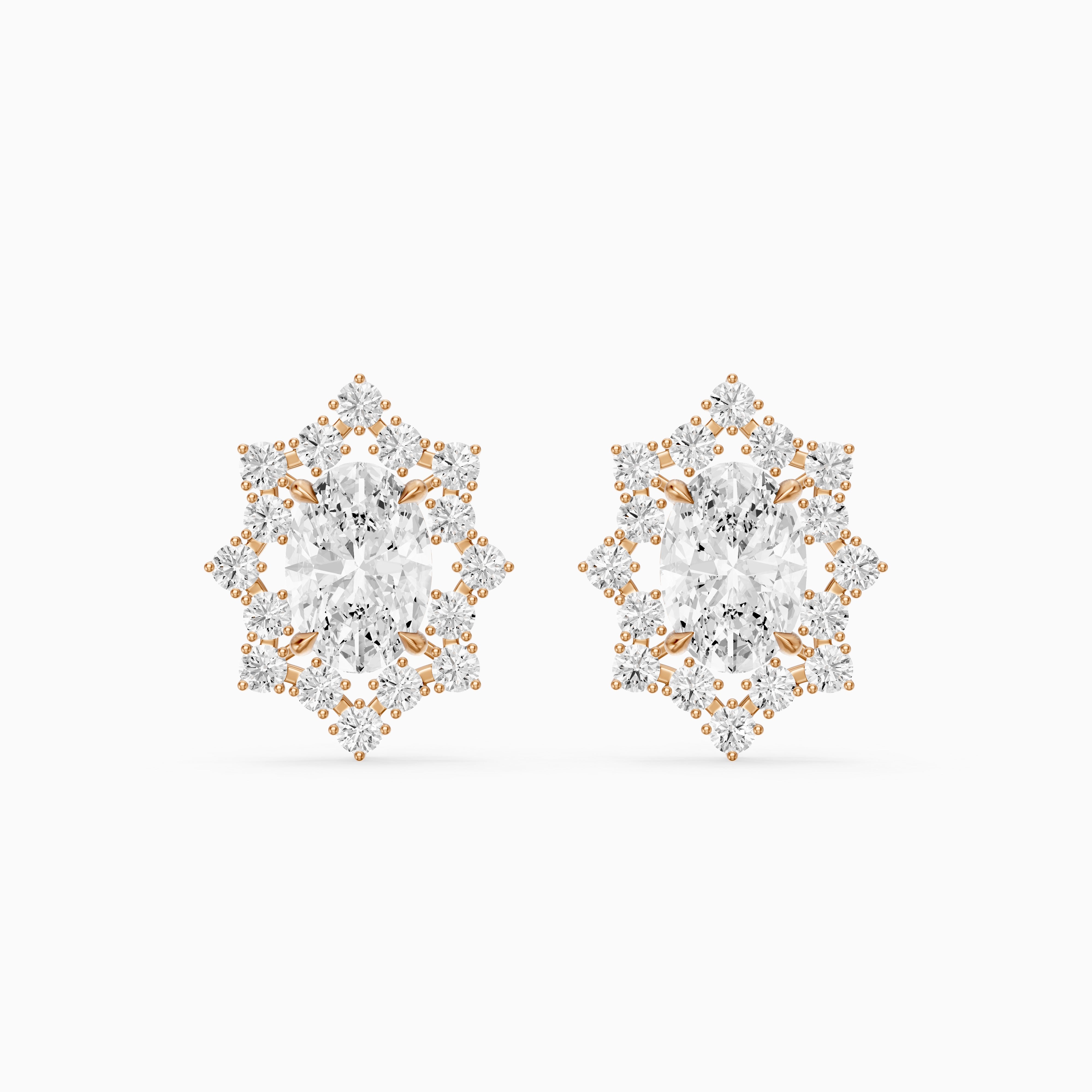 Vianne Oval Cut Lab Grown Diamond Star Halo Stud Earrings