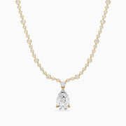 Estella Graduated Round Bezel Lab Grown Diamond Pear Drop Necklace