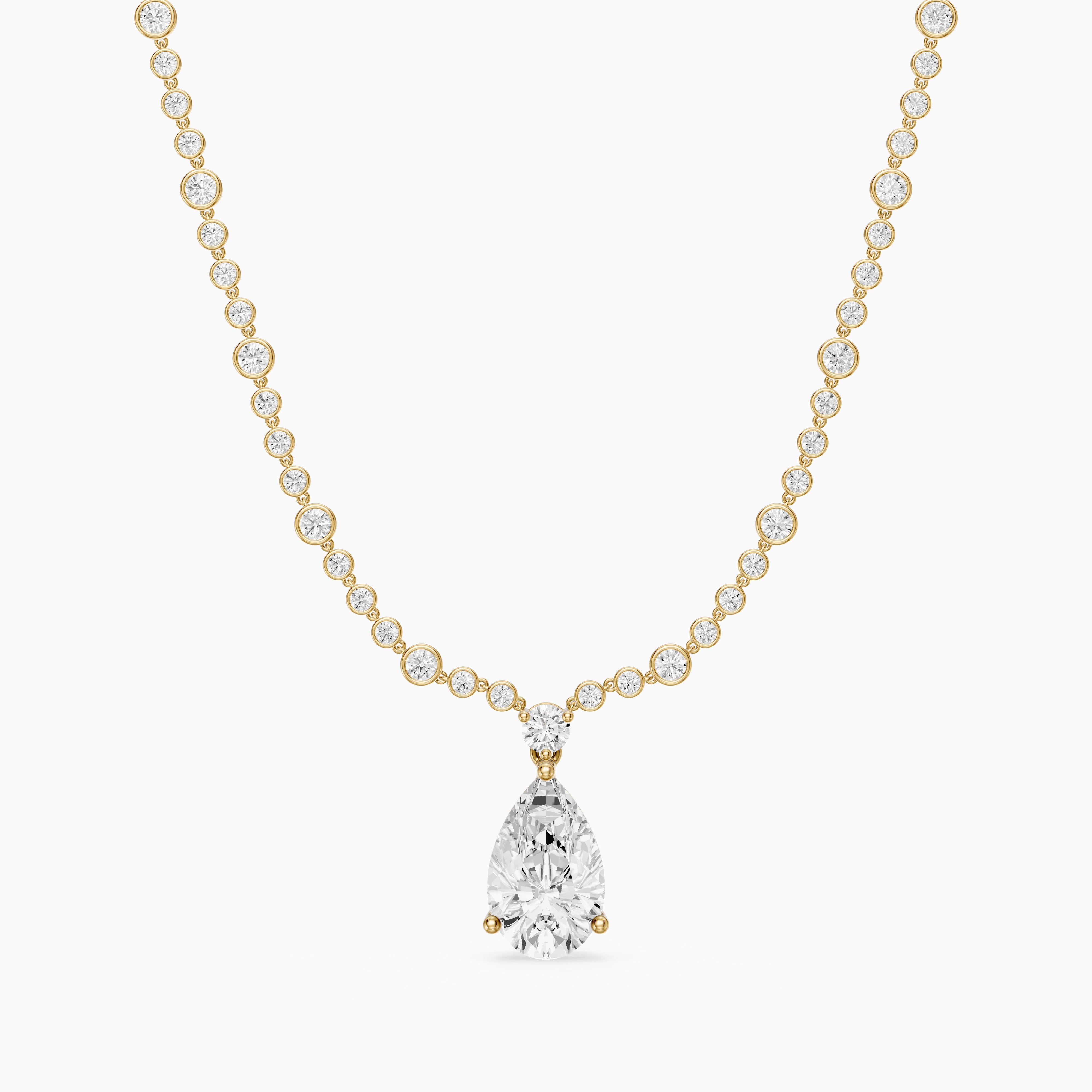 Estella Graduated Round Bezel Lab Grown Diamond Pear Drop Necklace