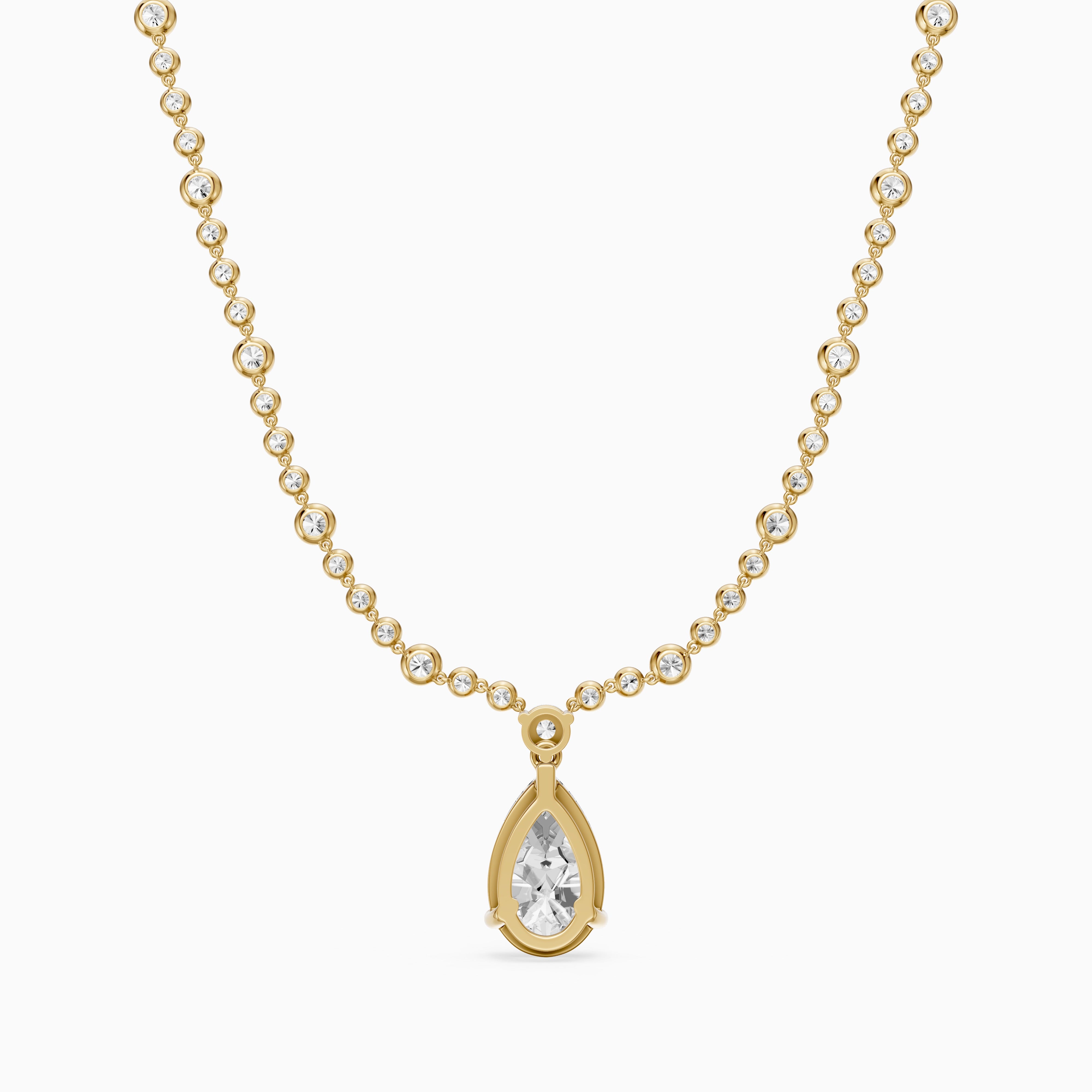 Estella Graduated Round Bezel Lab Grown Diamond Pear Drop Necklace