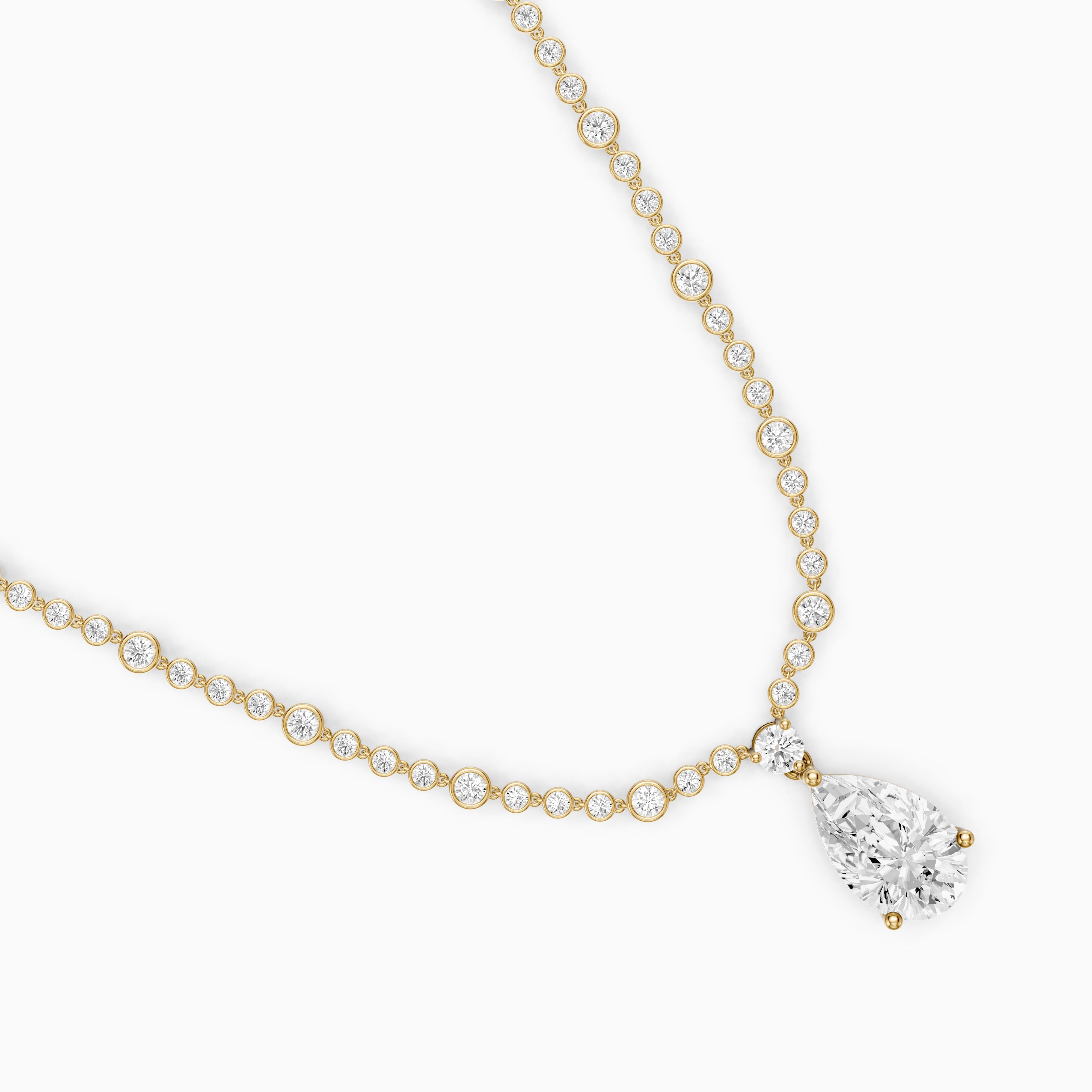 Estella Graduated Round Bezel Lab Grown Diamond Pear Drop Necklace
