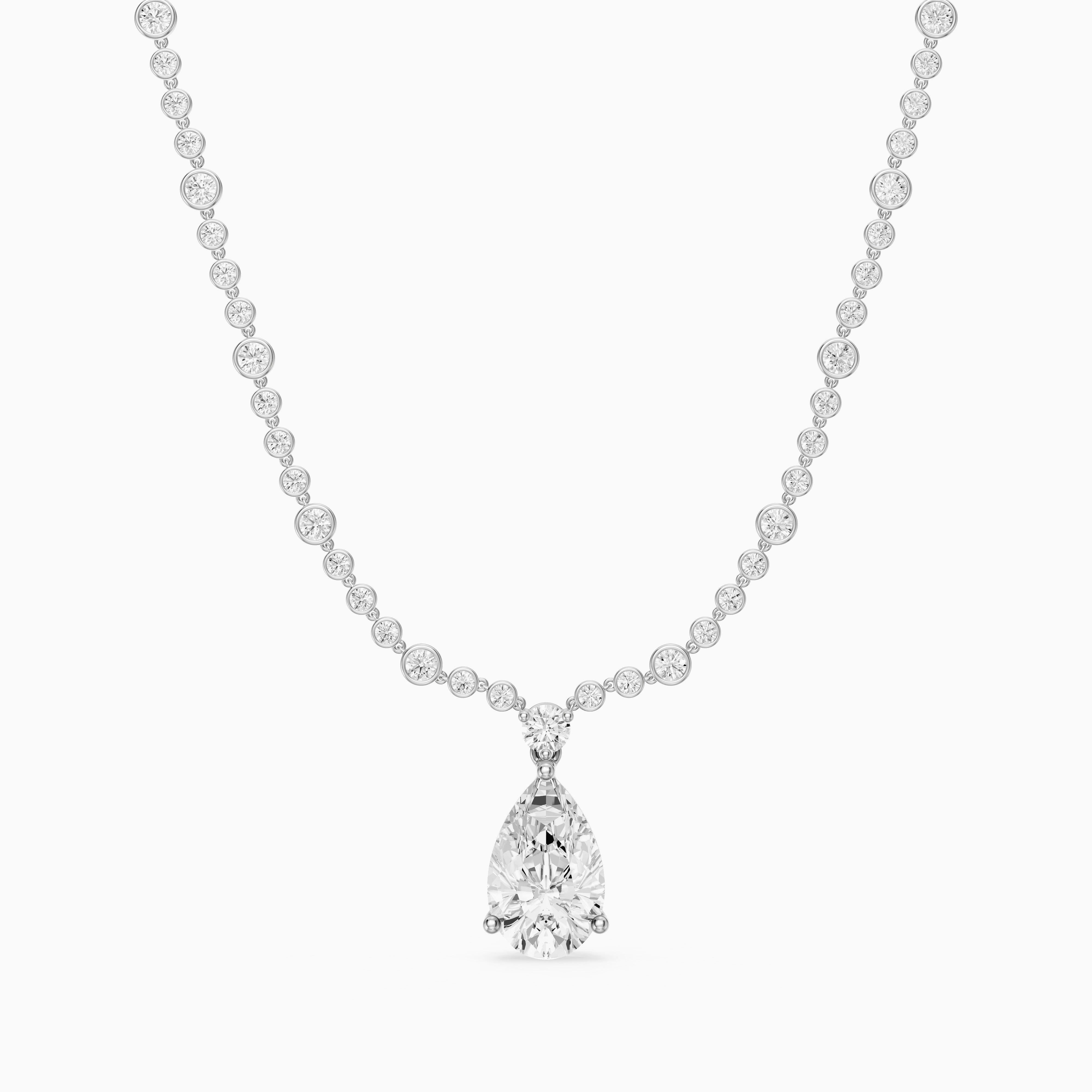 Estella Graduated Round Bezel Lab Grown Diamond Pear Drop Necklace