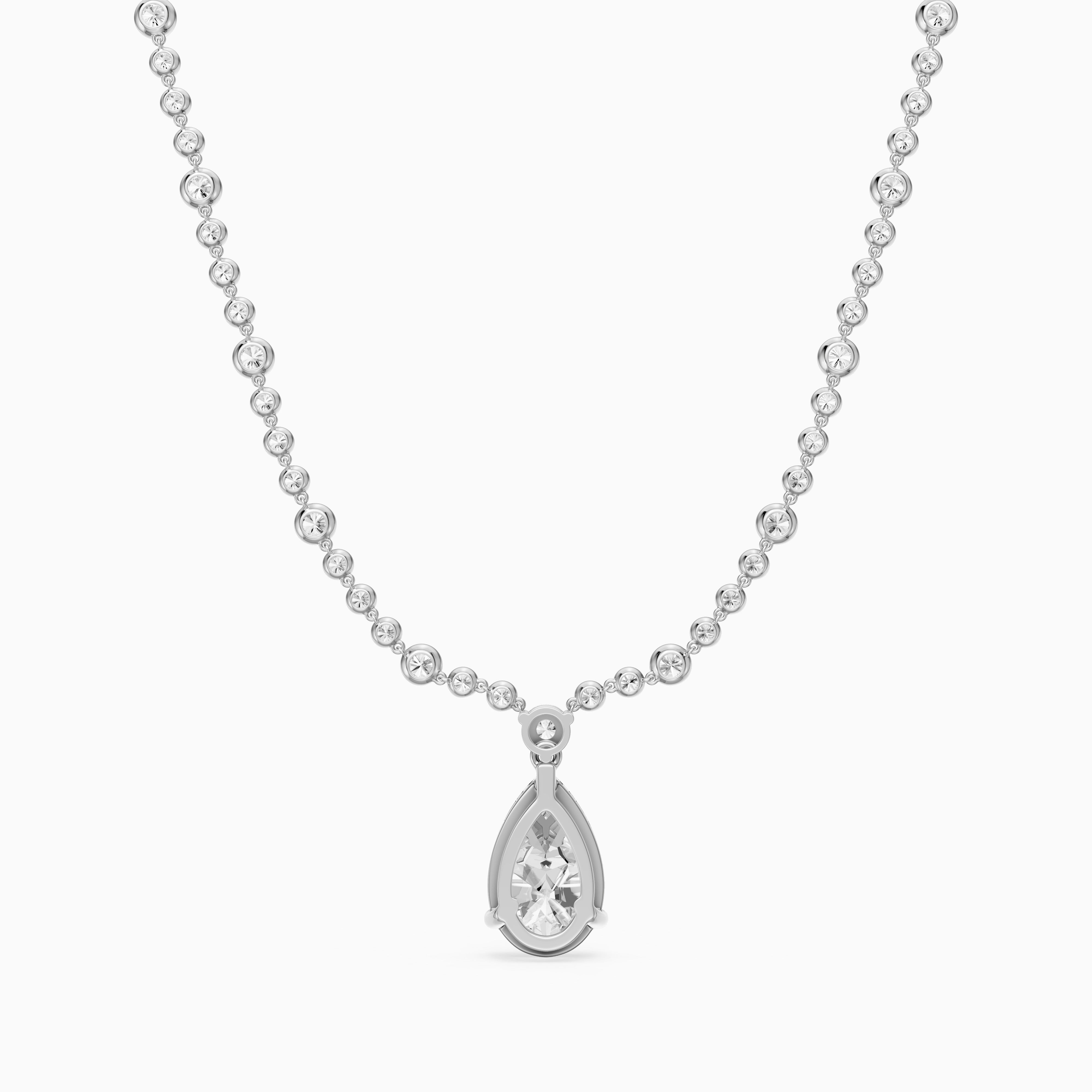 Estella Graduated Round Bezel Lab Grown Diamond Pear Drop Necklace