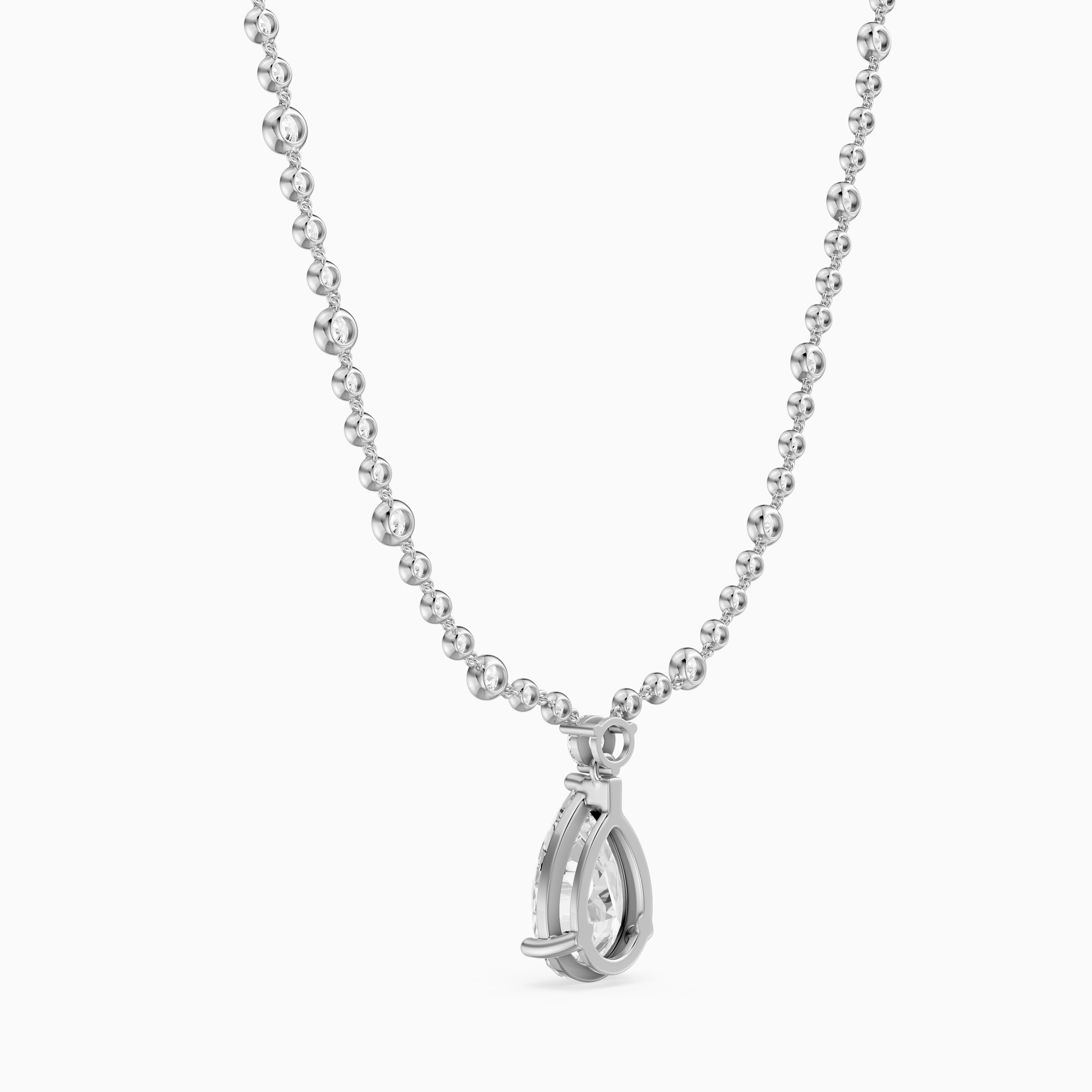 Estella Graduated Round Bezel Lab Grown Diamond Pear Drop Necklace