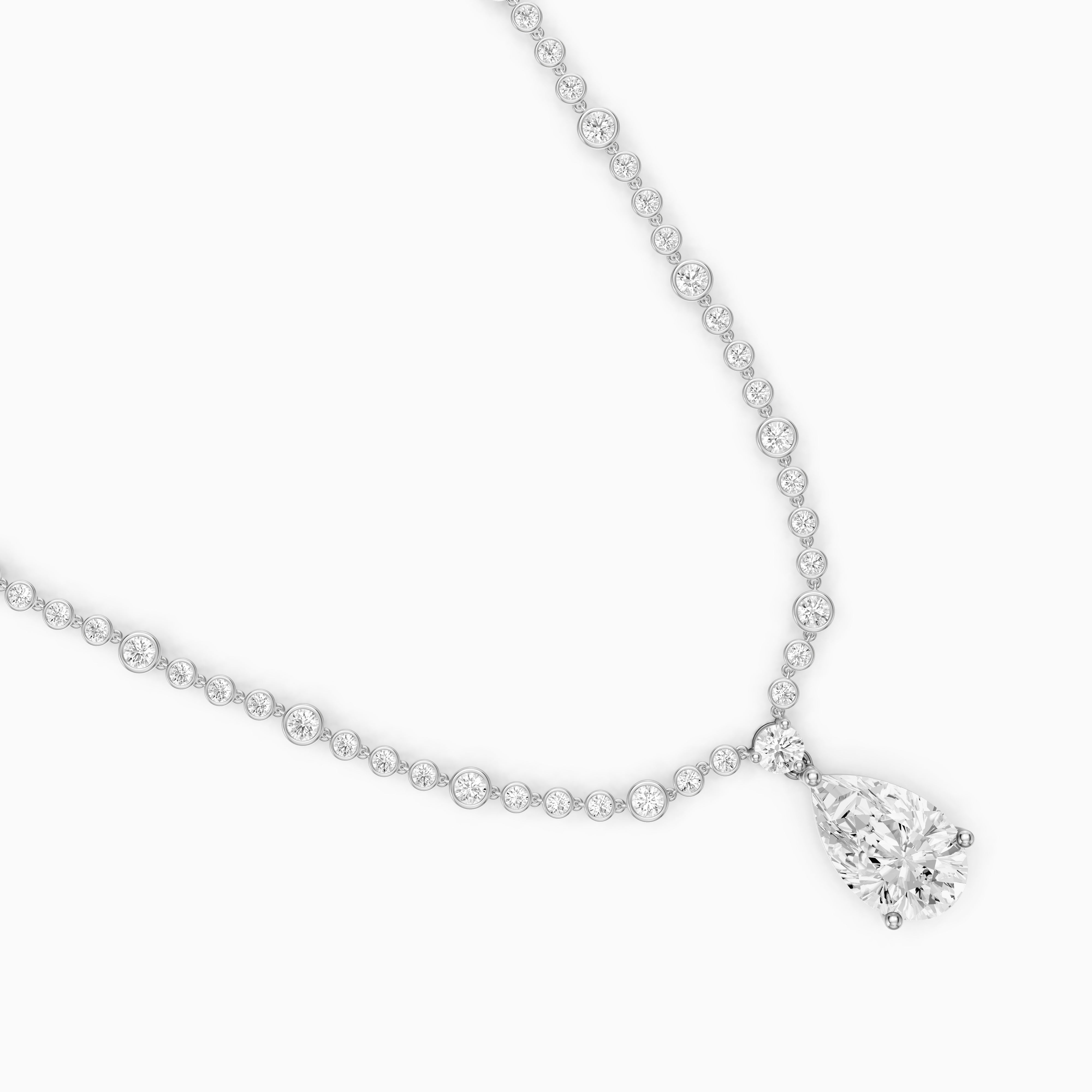 Estella Graduated Round Bezel Lab Grown Diamond Pear Drop Necklace