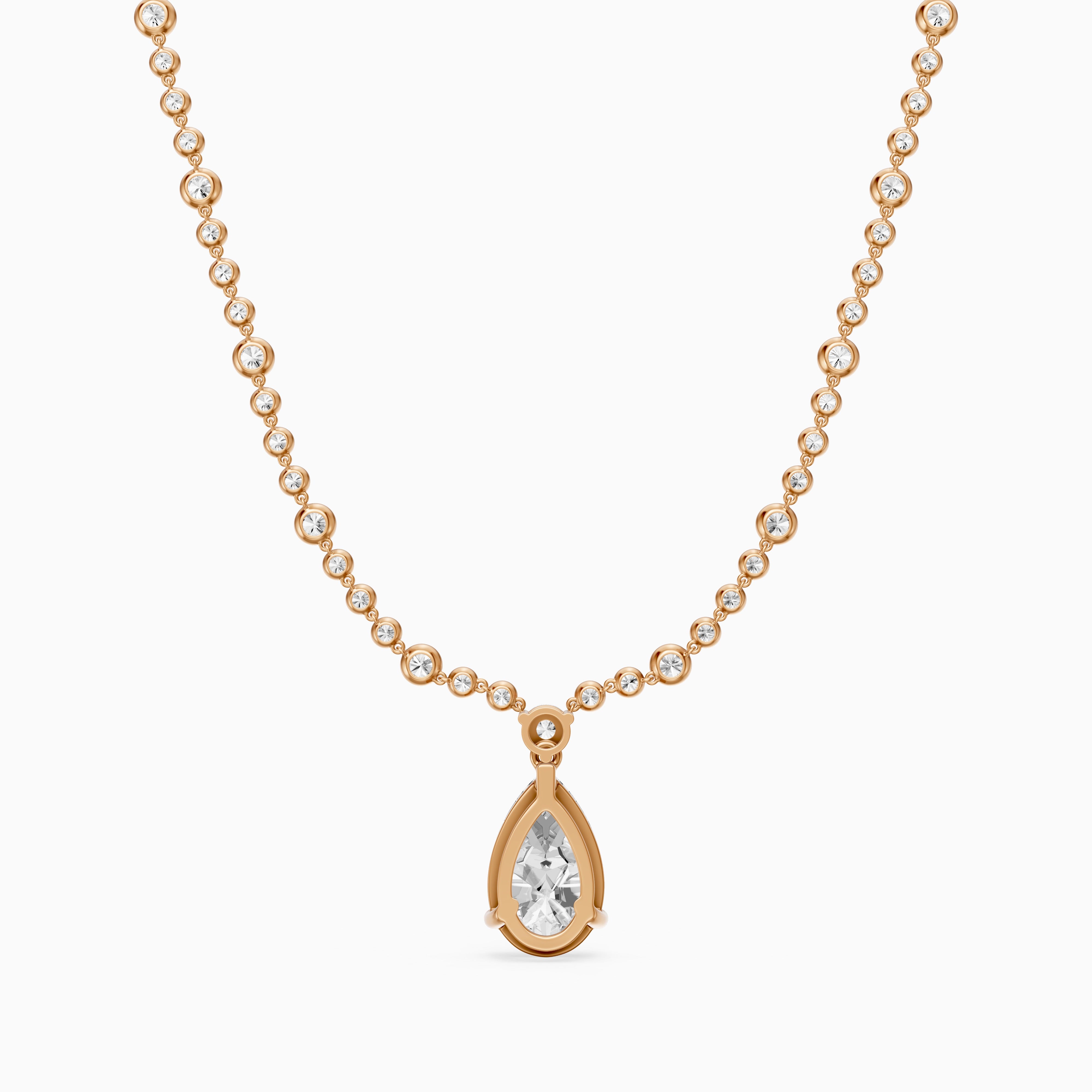 Estella Graduated Round Bezel Lab Grown Diamond Pear Drop Necklace
