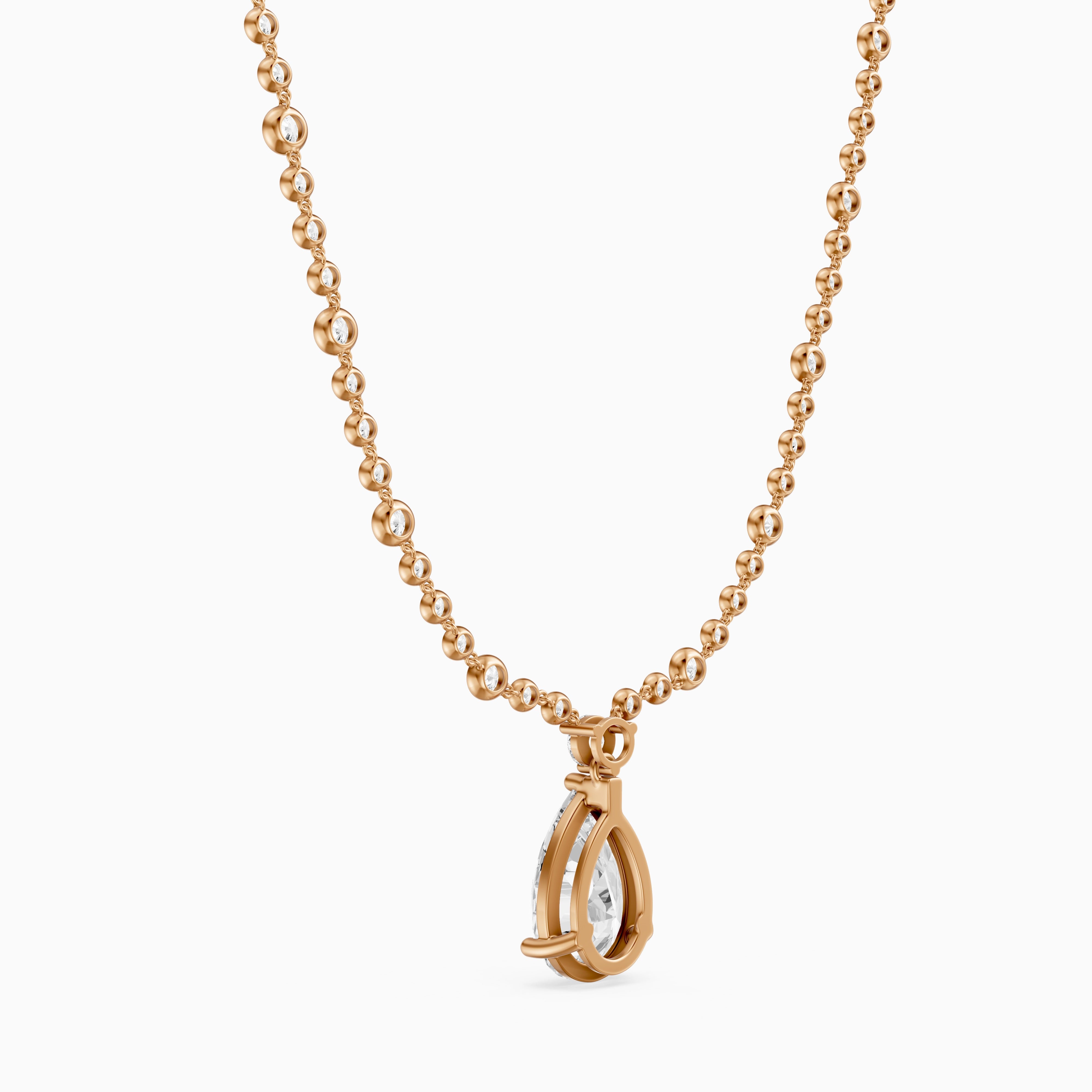 Estella Graduated Round Bezel Lab Grown Diamond Pear Drop Necklace