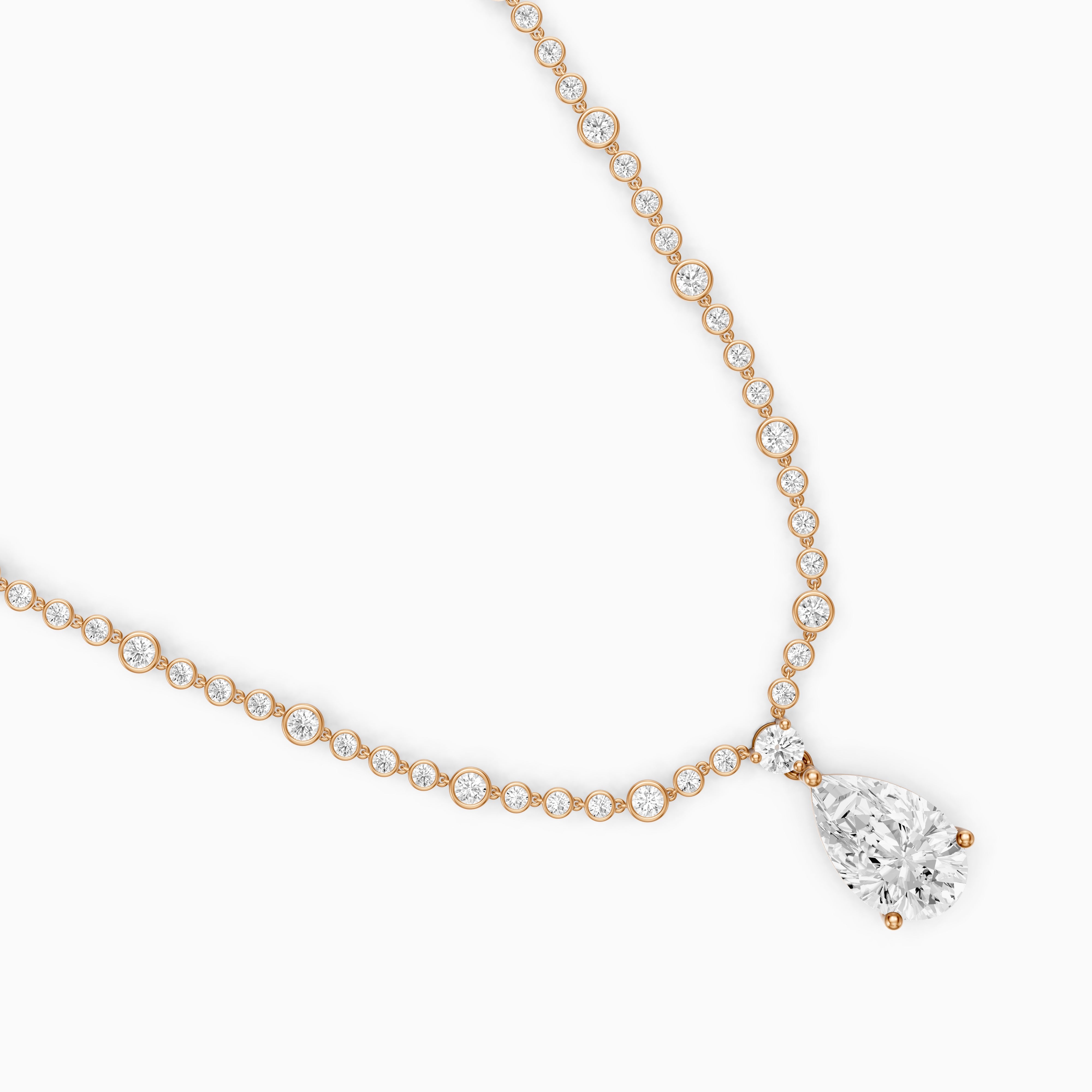 Estella Graduated Round Bezel Lab Grown Diamond Pear Drop Necklace