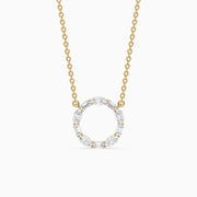 Tessa Emerald and Oval Lab Grown Diamond Circle Pendant