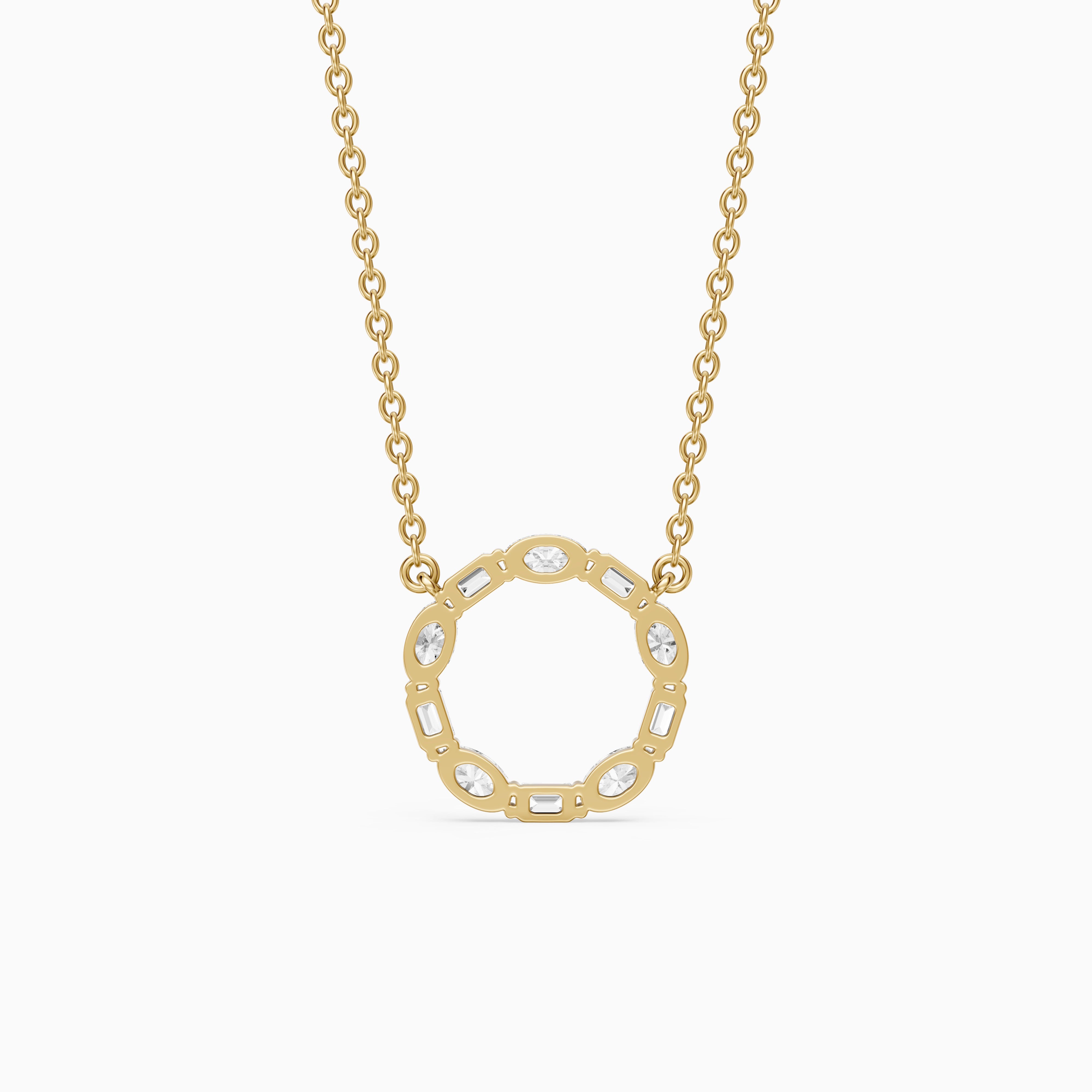 Tessa Emerald and Oval Lab Grown Diamond Circle Pendant