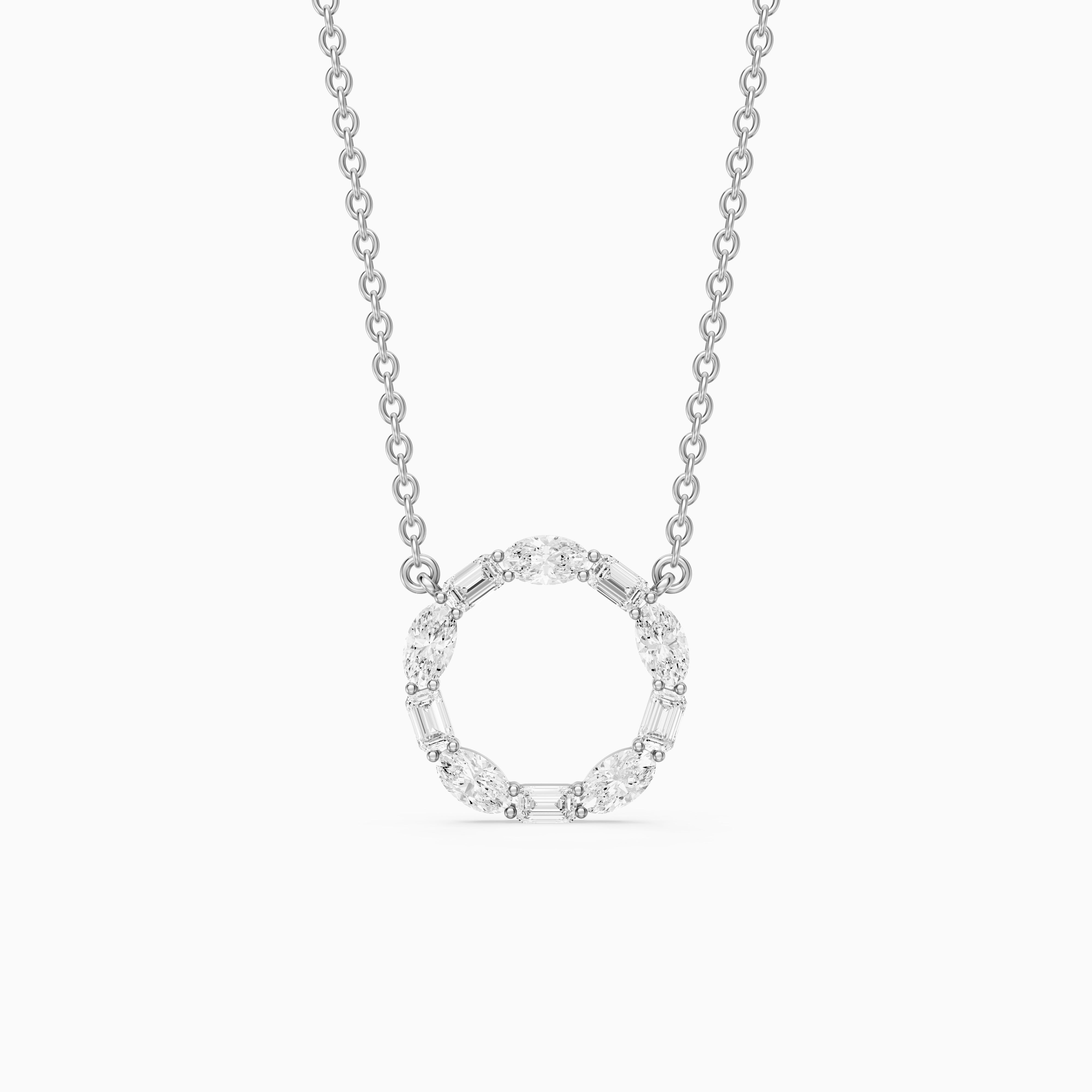 Tessa Emerald and Oval Lab Grown Diamond Circle Pendant