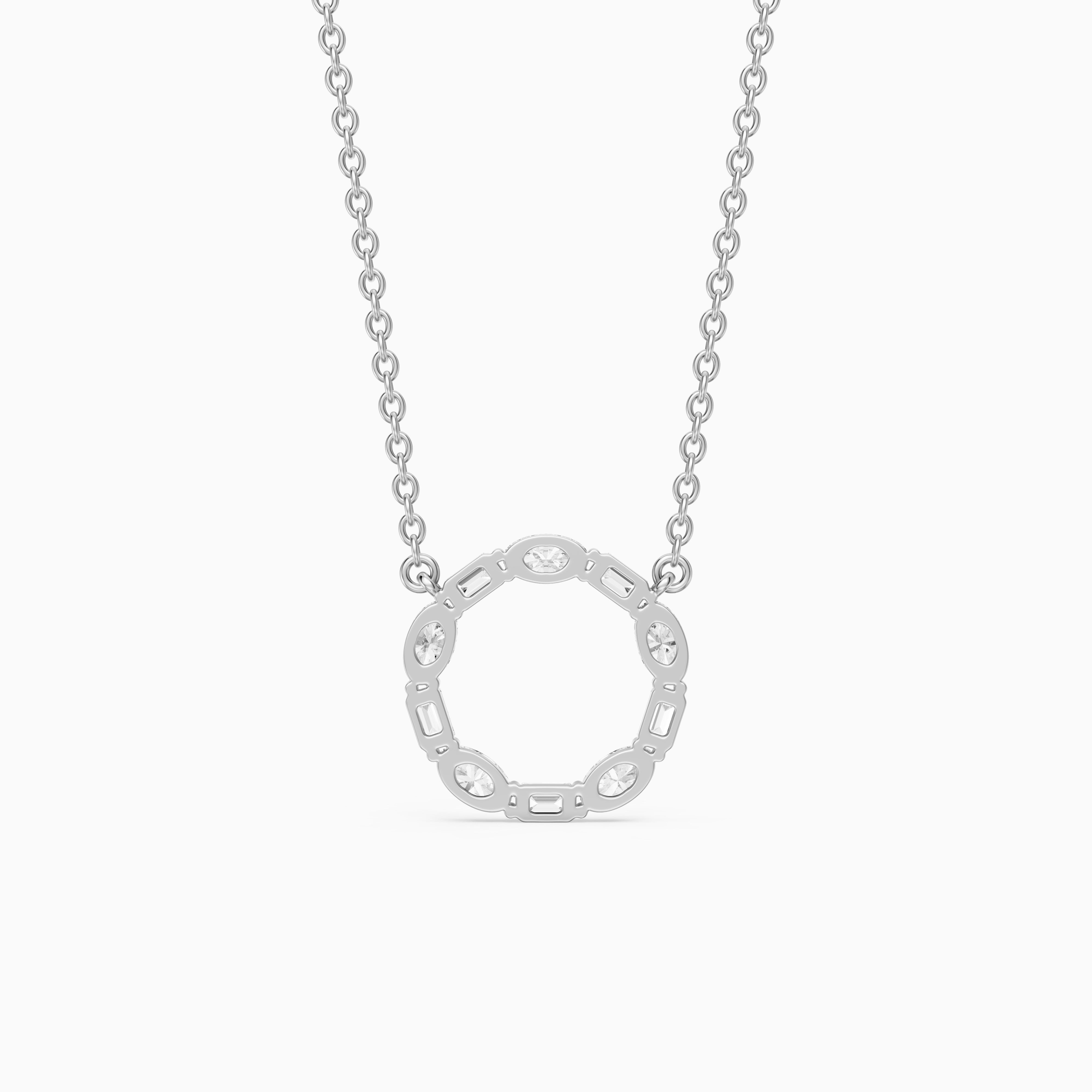 Tessa Emerald and Oval Lab Grown Diamond Circle Pendant