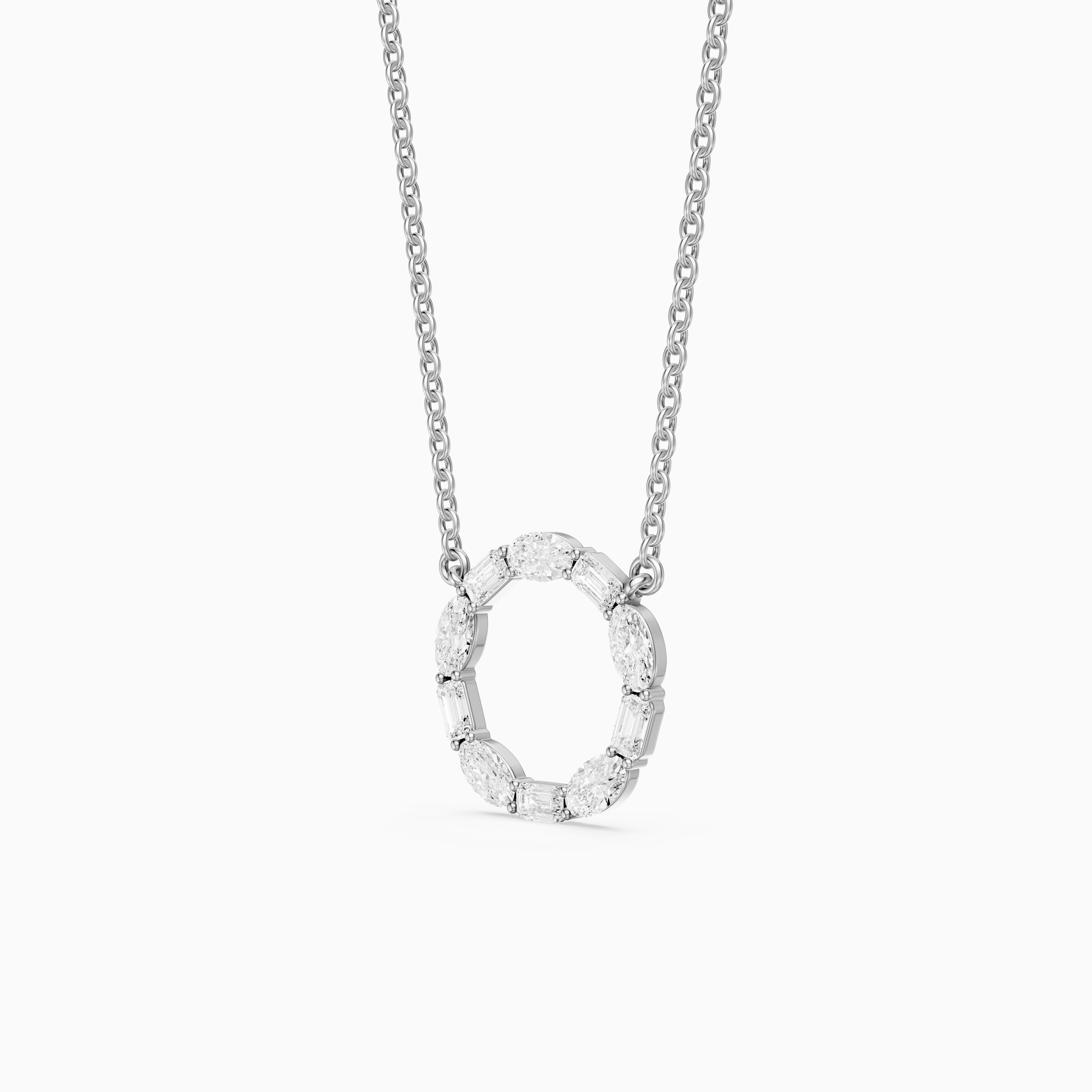 Tessa Emerald and Oval Lab Grown Diamond Circle Pendant