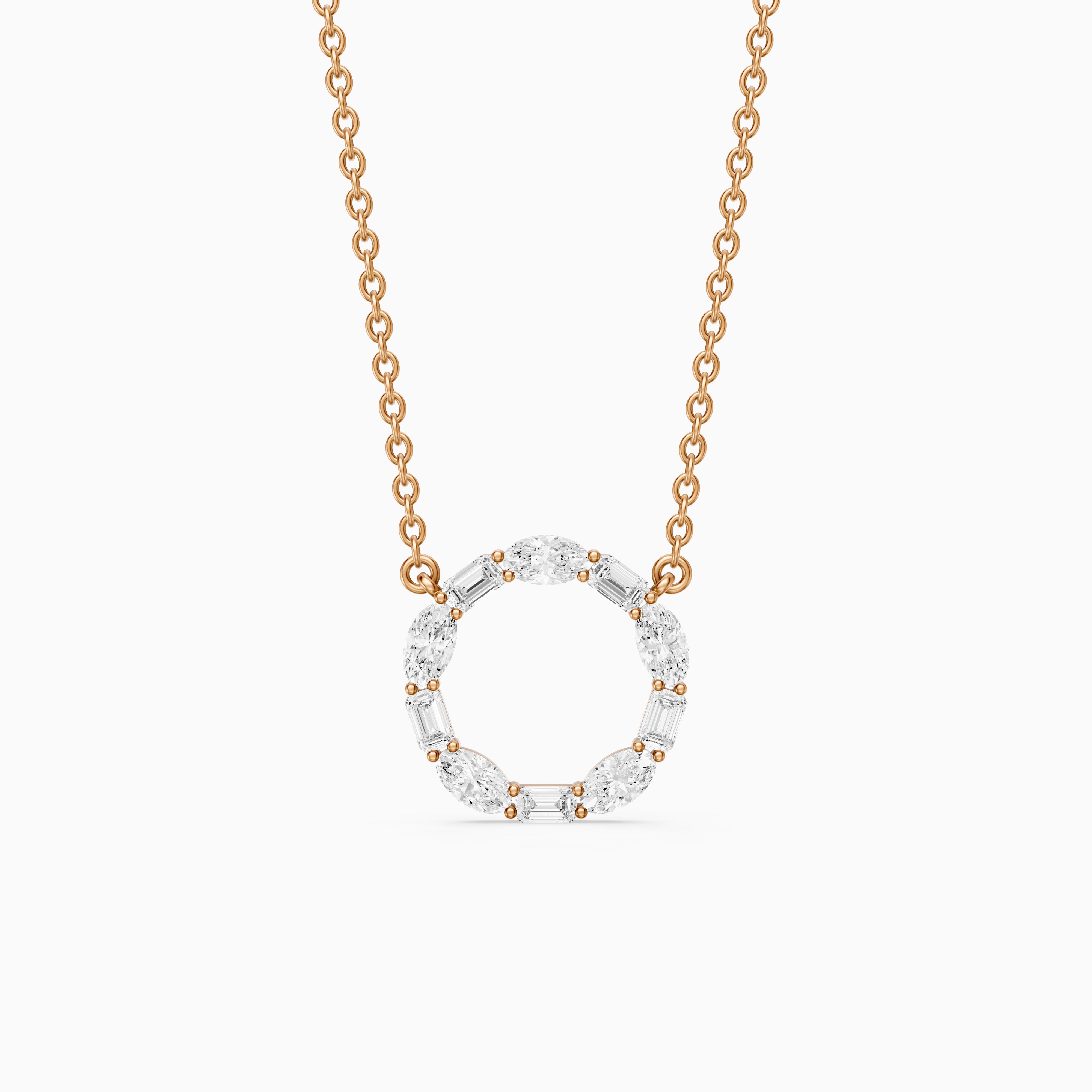 Tessa Emerald and Oval Lab Grown Diamond Circle Pendant