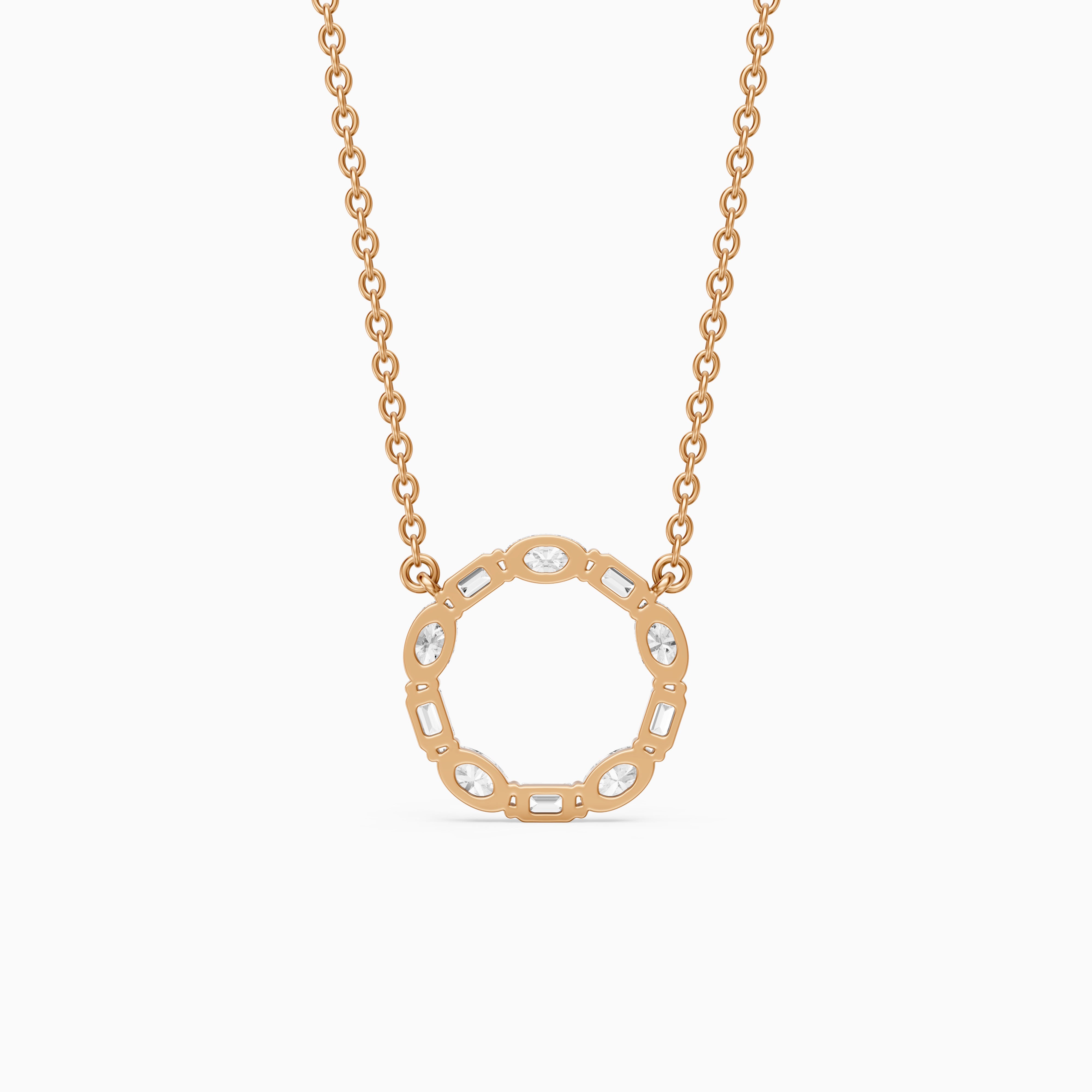 Tessa Emerald and Oval Lab Grown Diamond Circle Pendant