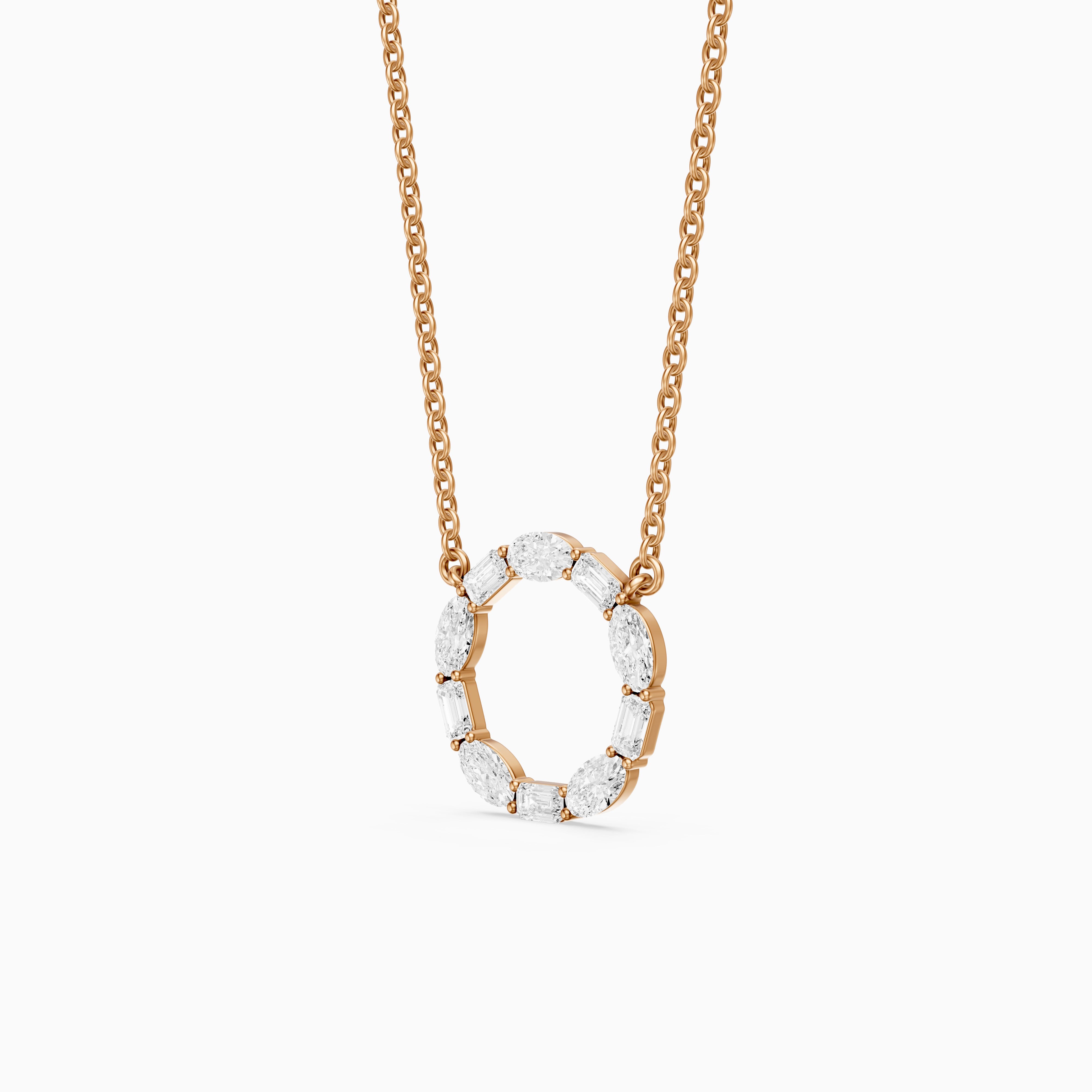 Tessa Emerald and Oval Lab Grown Diamond Circle Pendant