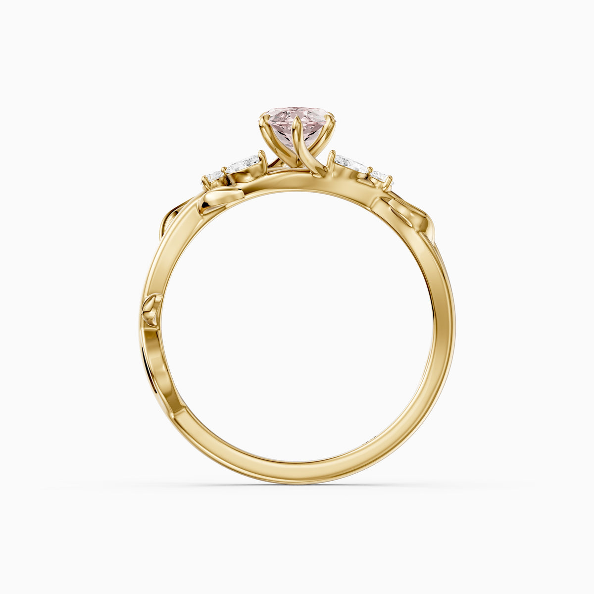 Elspeth Marquise Pink Lab Grown Diamond Ring with Nature Inspired Twisted Band