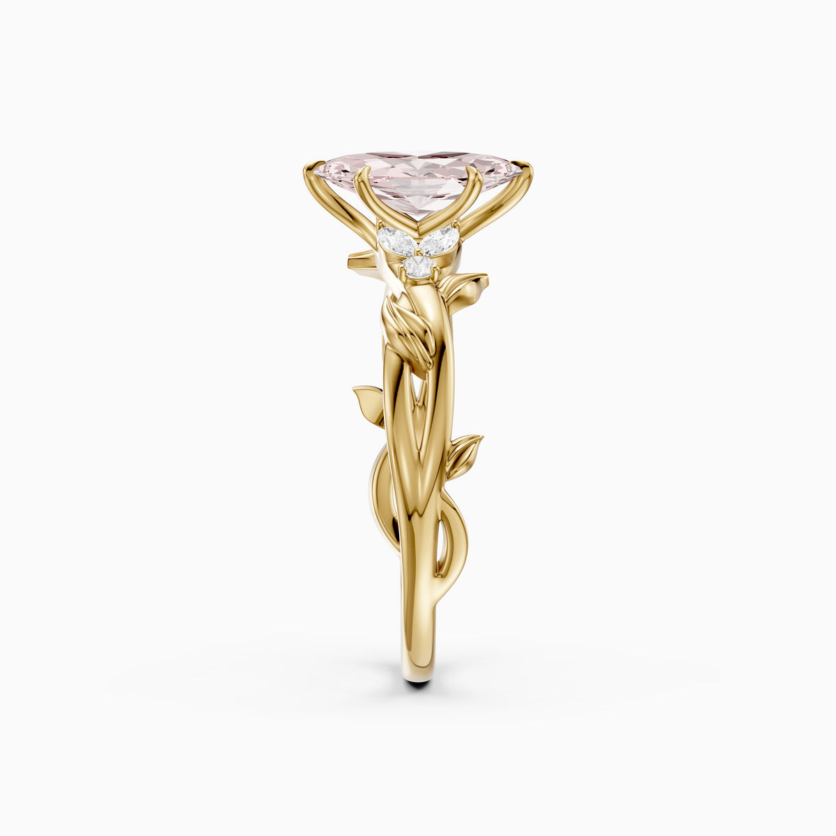 Elspeth Marquise Pink Lab Grown Diamond Ring with Nature Inspired Twisted Band